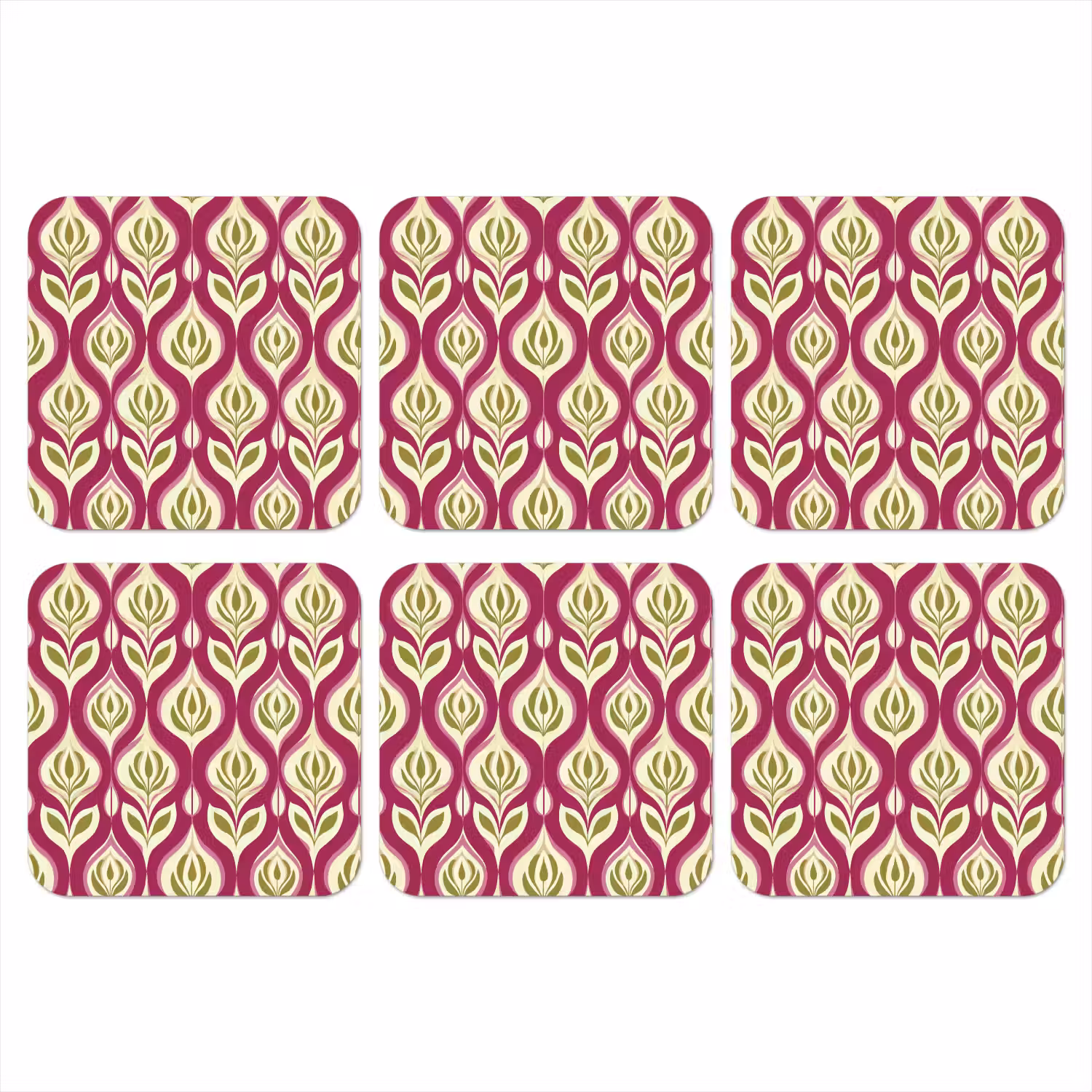 Retro - Floraal - Paars onderzetter kurk middel 366 -3d