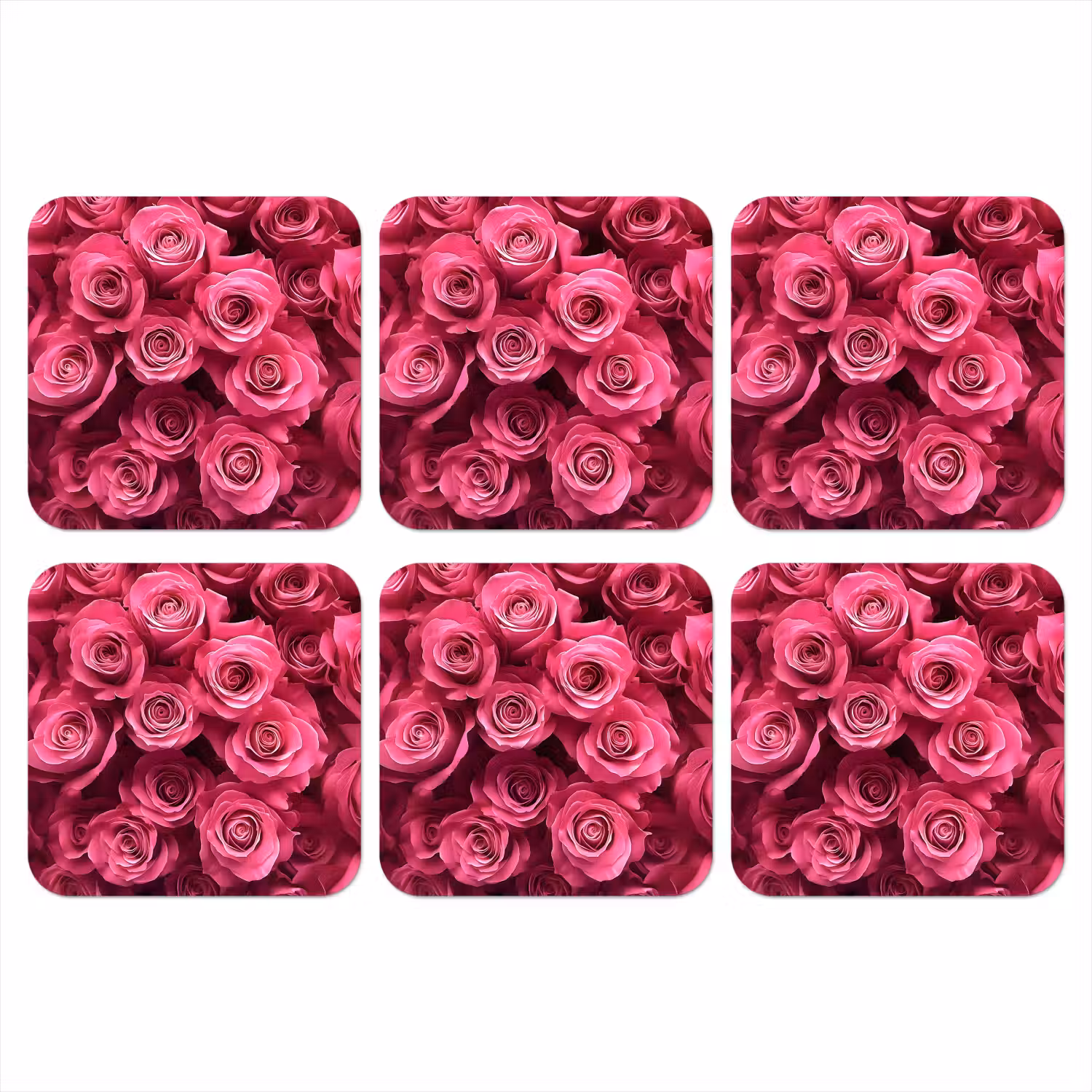 Rozen - Pink - Bloem onderzetter kurk middel -3d