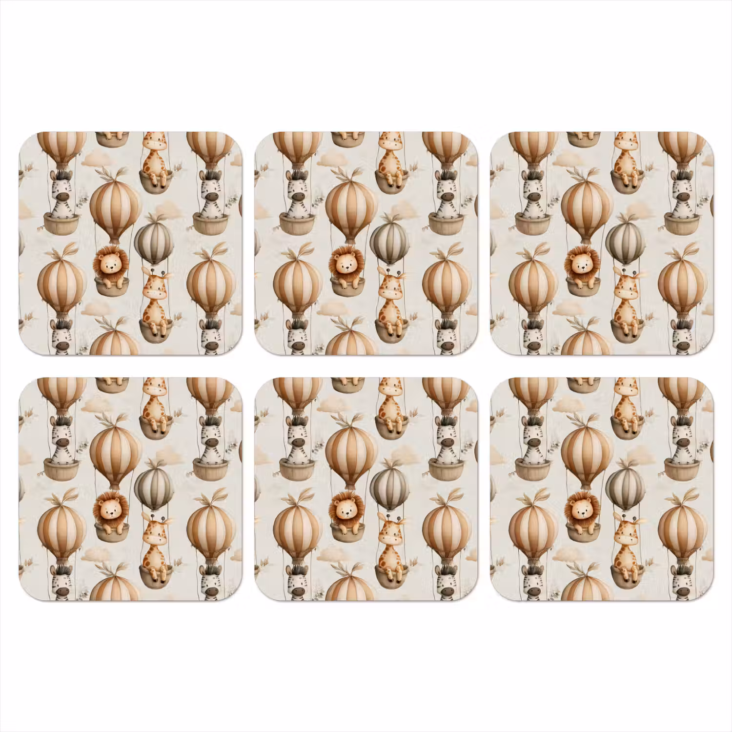 Safari - Luchtballonen - Taupe onderzetter kurk middel 366 -3d