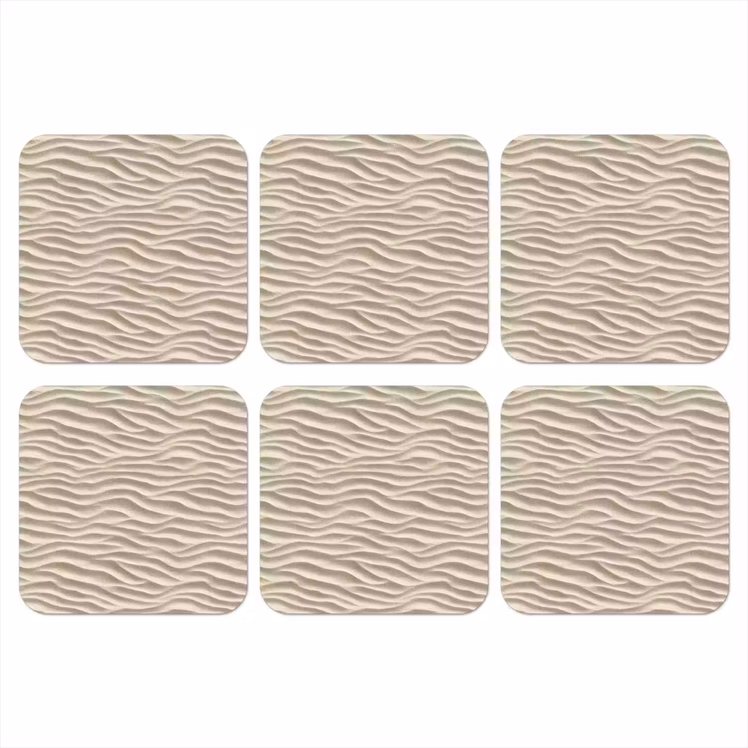 Zand - Golven - Beige onderzetter kurk middel 366 -3d