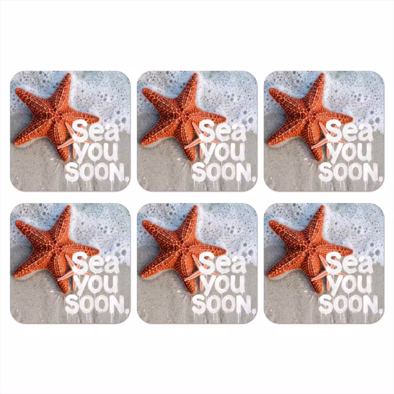 Sea you soon - Zeester - Zee onderzetter kurk middel -3d