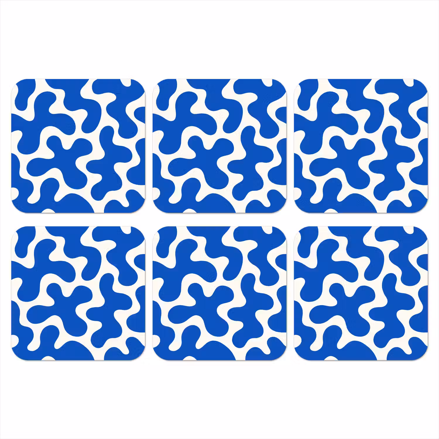 Vormen - Abstract - Blauw - Golven onderzetter kurk middel -3d