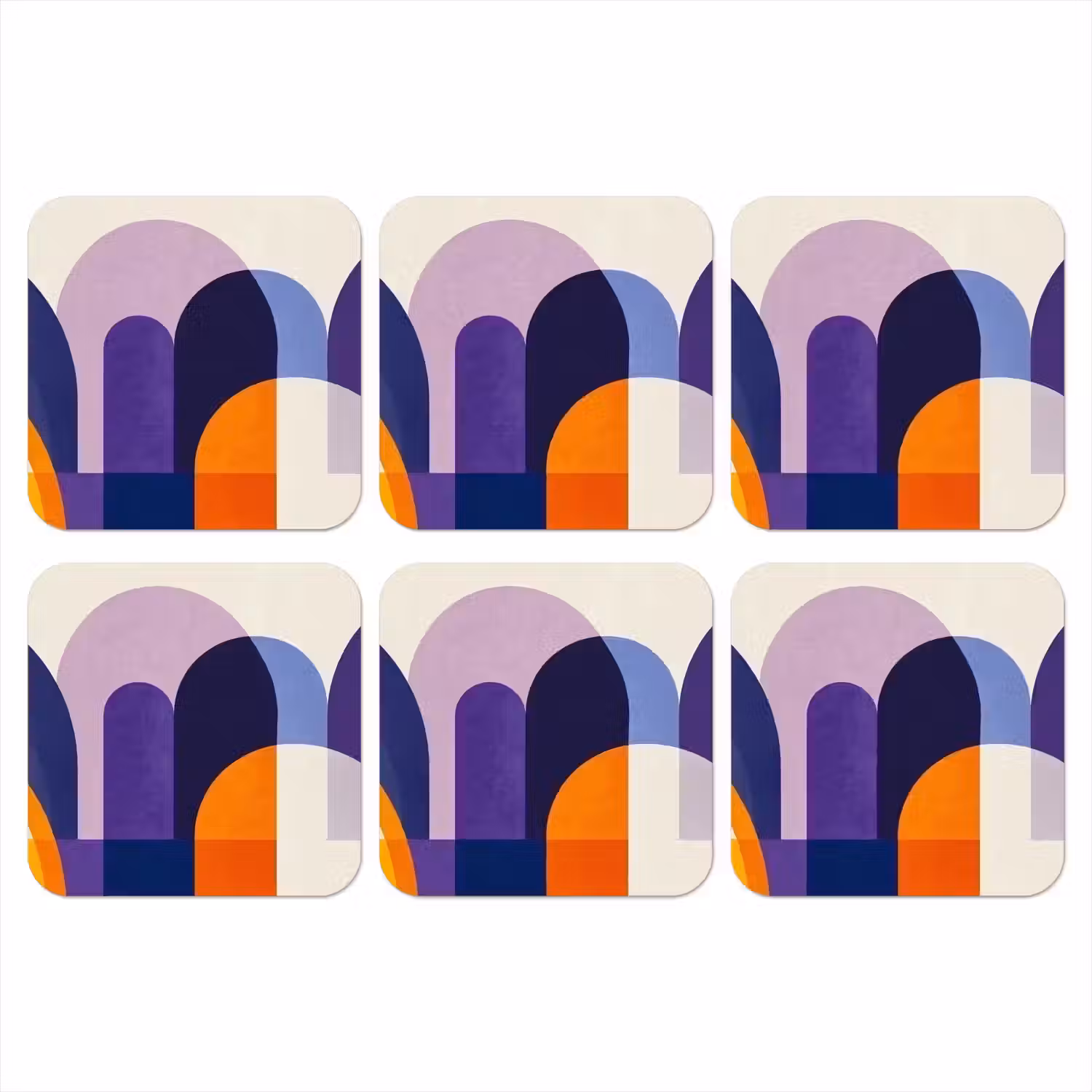 Vormen - Abstract - Grafisch - Oranje onderzetter kurk middel -3d