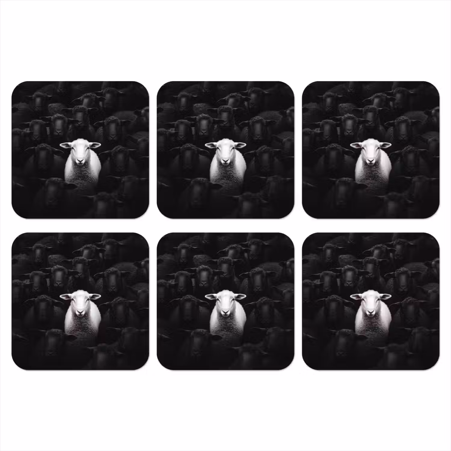 Schapen - Wit - Duisternis onderzetter kurk middel -3d