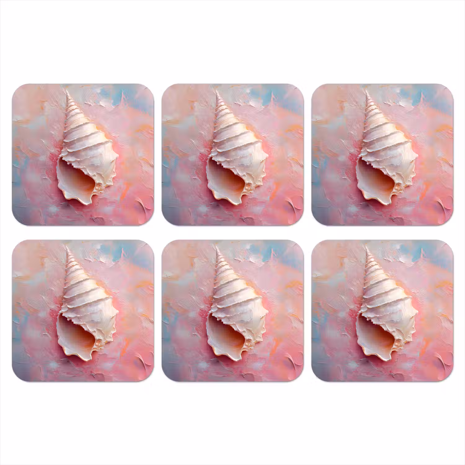 Schelp - Pastel - Pink onderzetter kurk middel -3d