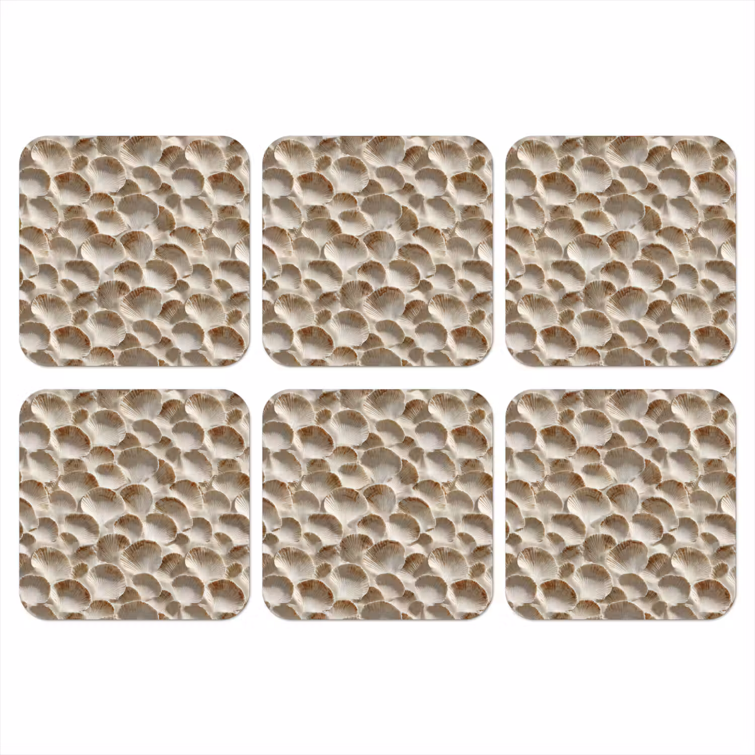 Schelpen - Waaiervorm - Wit onderzetter kurk middel 366 -3d