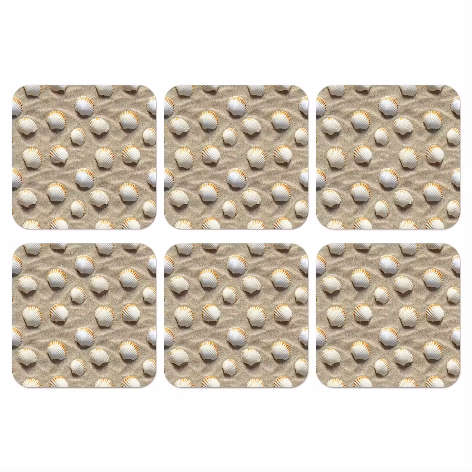 Schelpen - Zand - Maritiem onderzetter kurk middel 366 -3d