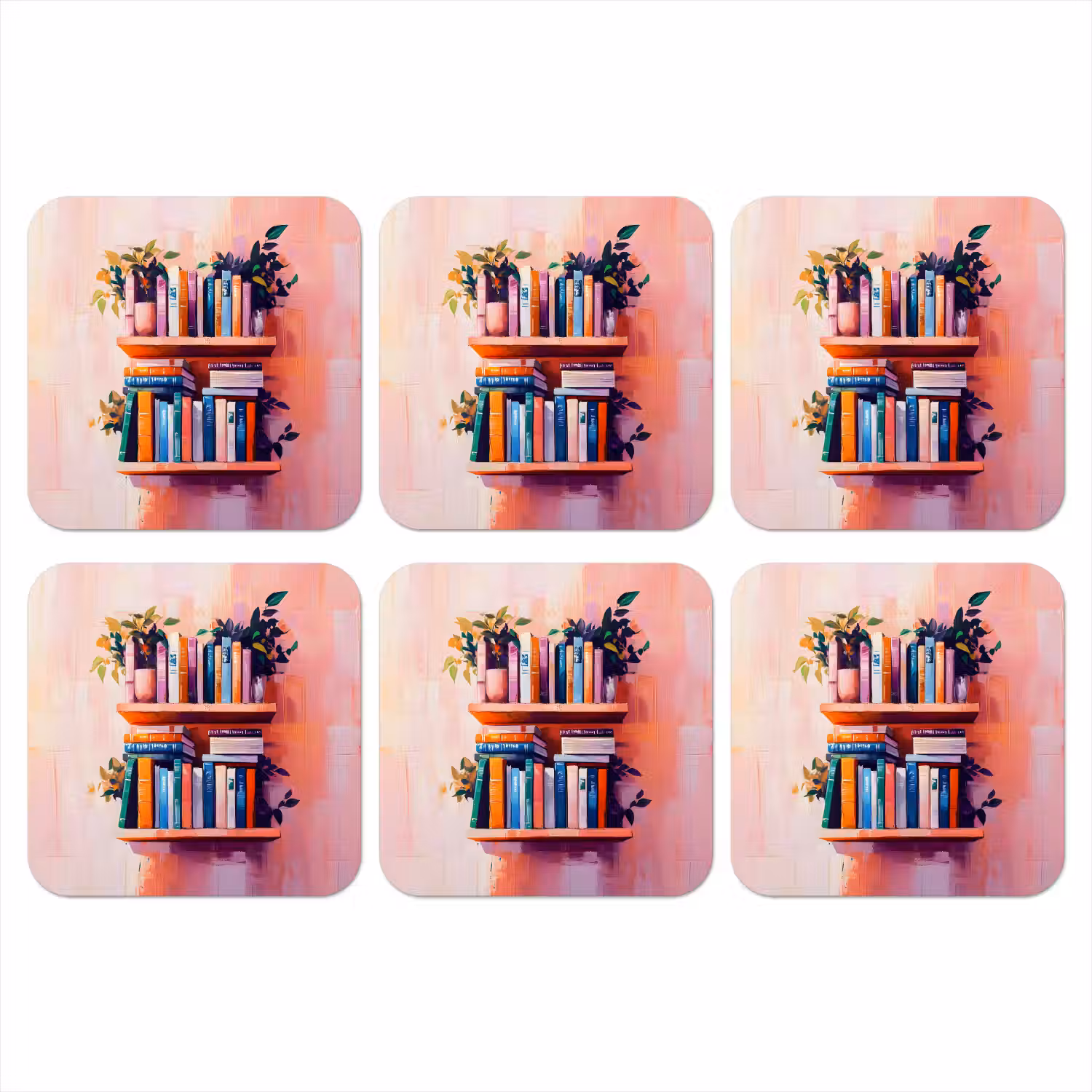 Planken - Boeken - Bladeren onderzetter kurk middel -3d