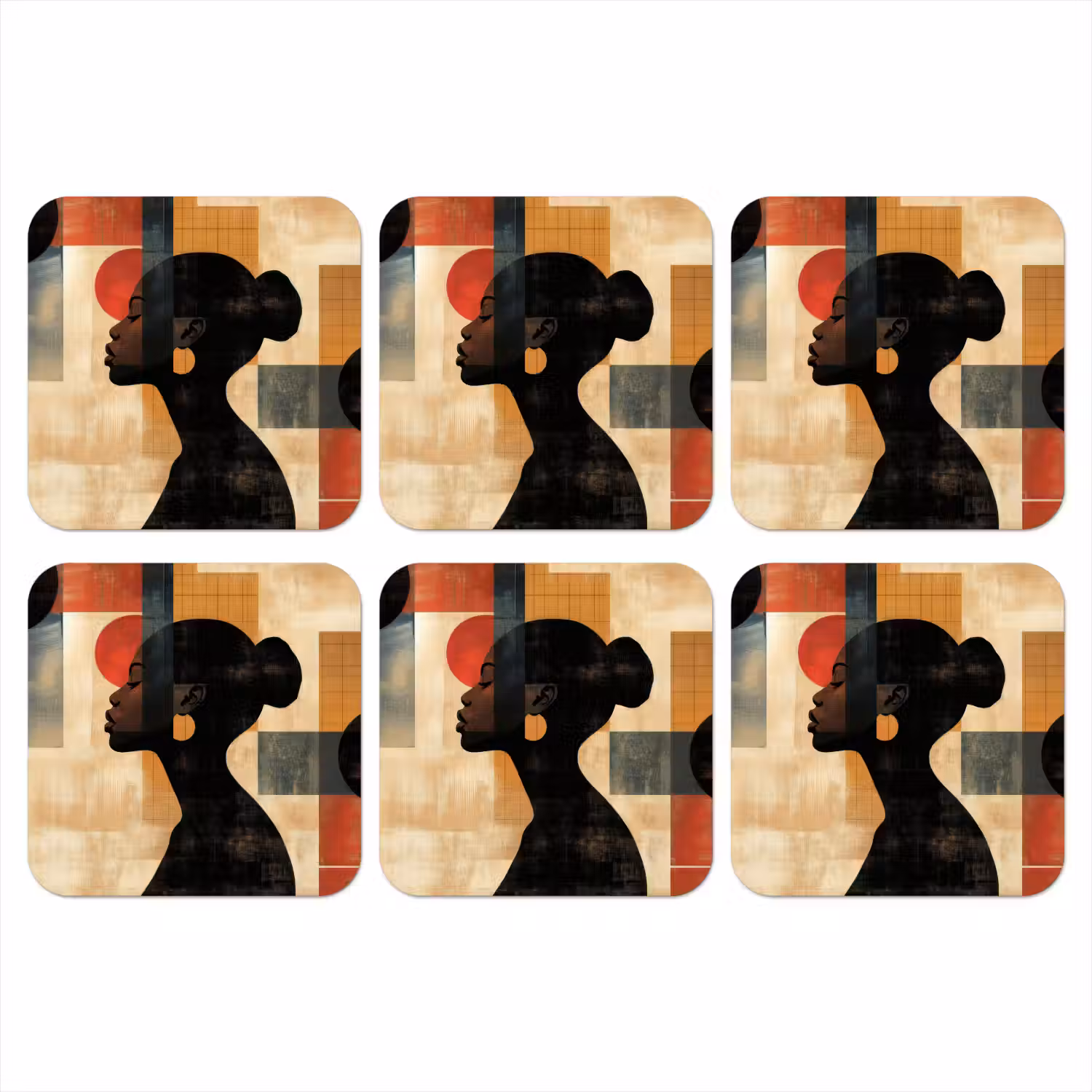 Zijaanzicht - Vrouw - Vormen onderzetter kurk middel -3d