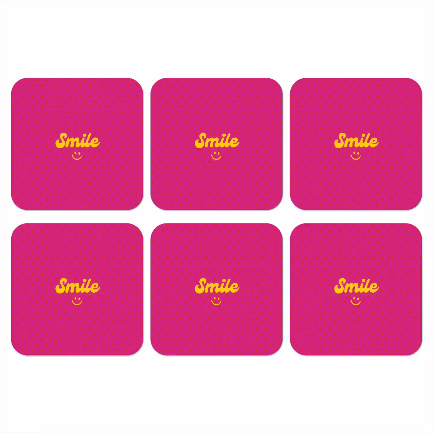 Smile - Stippen - Roze onderzetter kurk middel -3d
