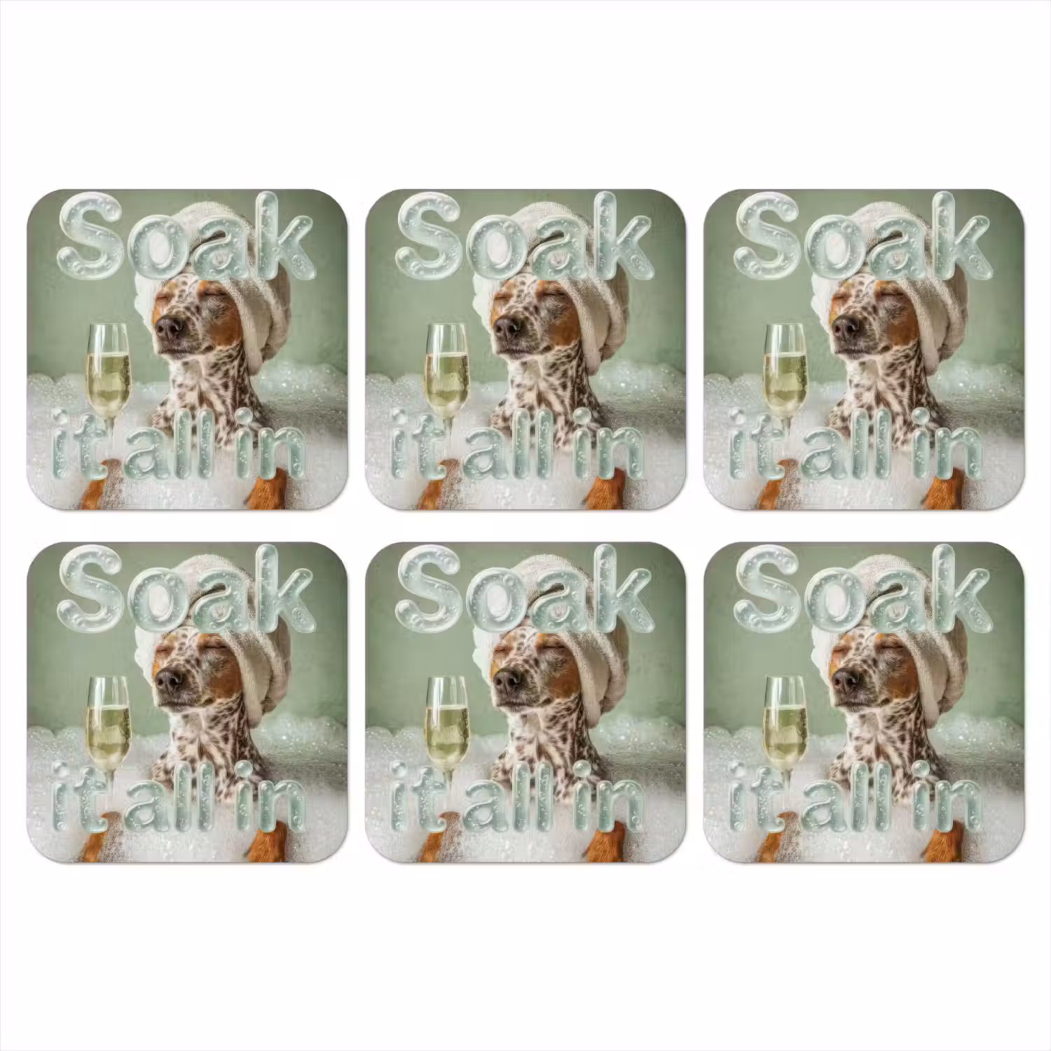 Soak it all in - Hond - Bad onderzetter kurk middel -3d