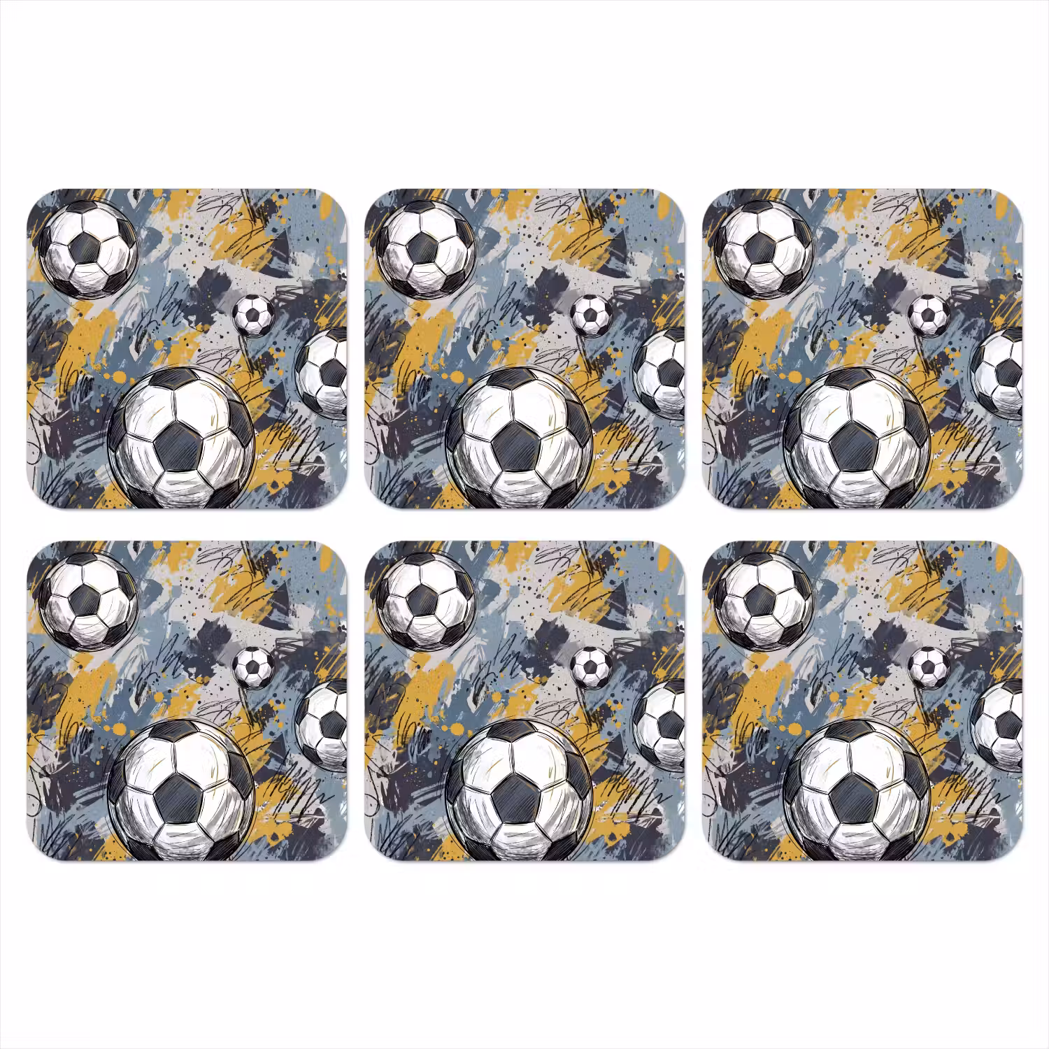 Voetbal - Abstract - Sport - Kleurrijk onderzetter kurk middel -3d
