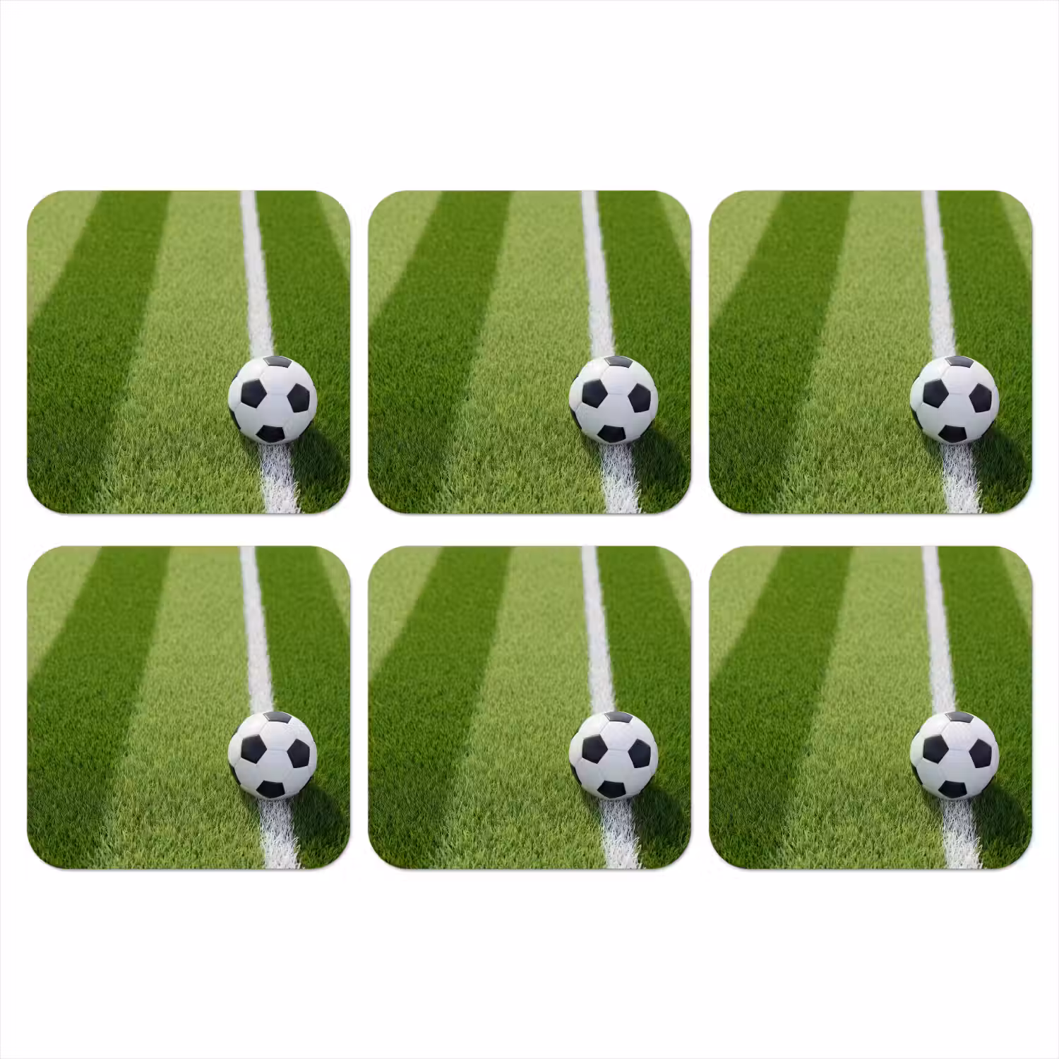 Voetbal - Grasveld - Sport - Groen onderzetter kurk middel -3d