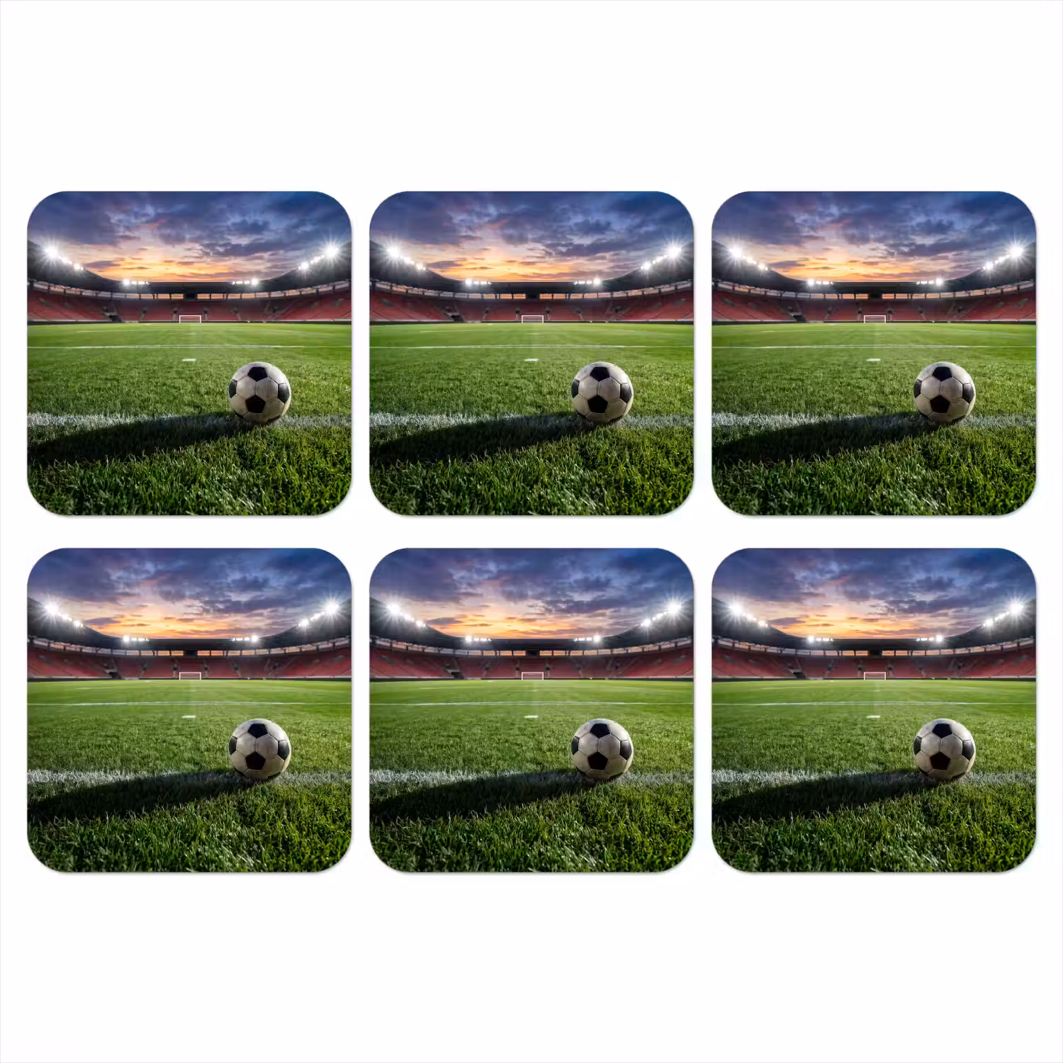 Voetbal - Stadion - Sport - Groen onderzetter kurk middel -3d