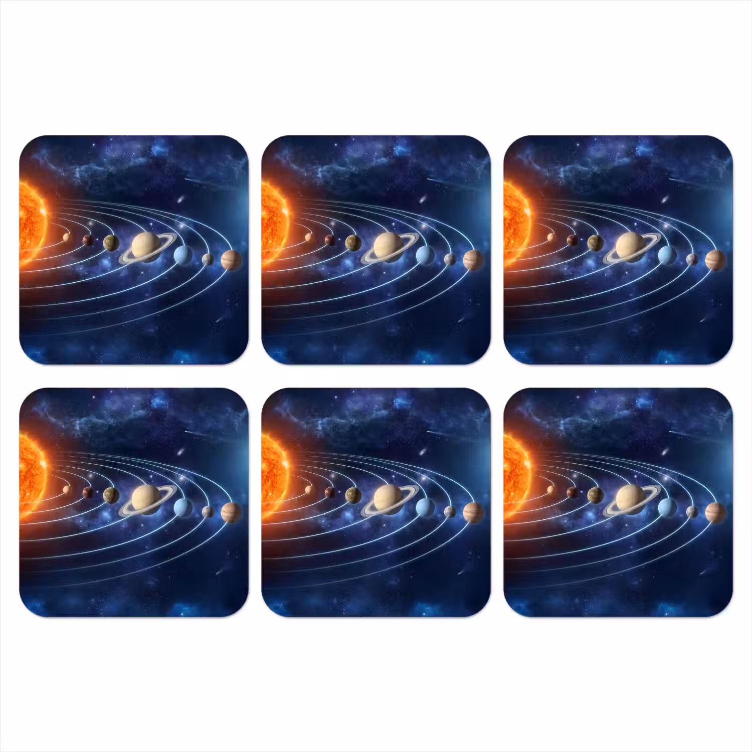 Ruimte - Zonnestelsel - Blauw onderzetter kurk middel -3d