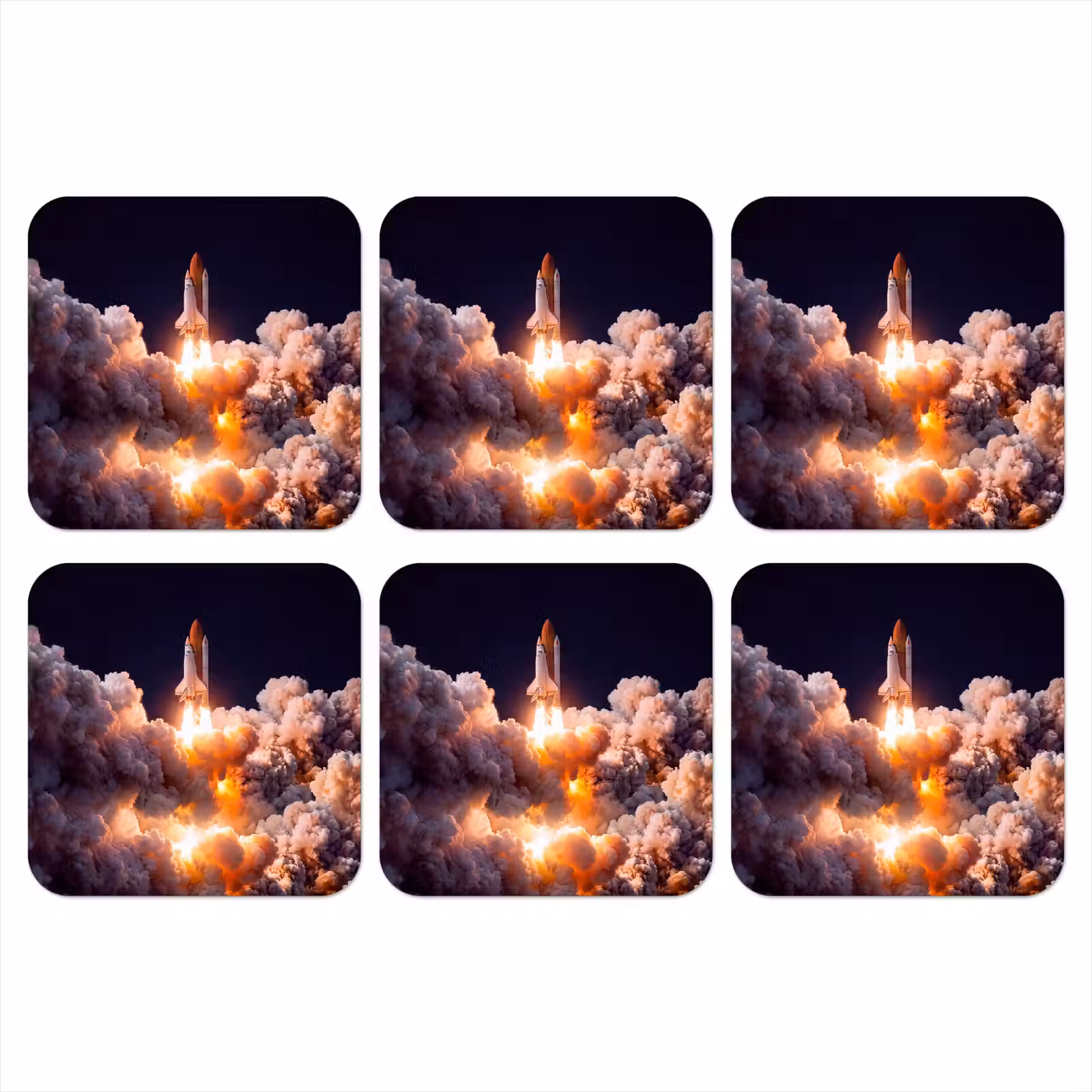 Coaster - Spacecraft - Launch - Stars - Ruimtevaartuig - Lancering - Sterren onderzetter kurk middel