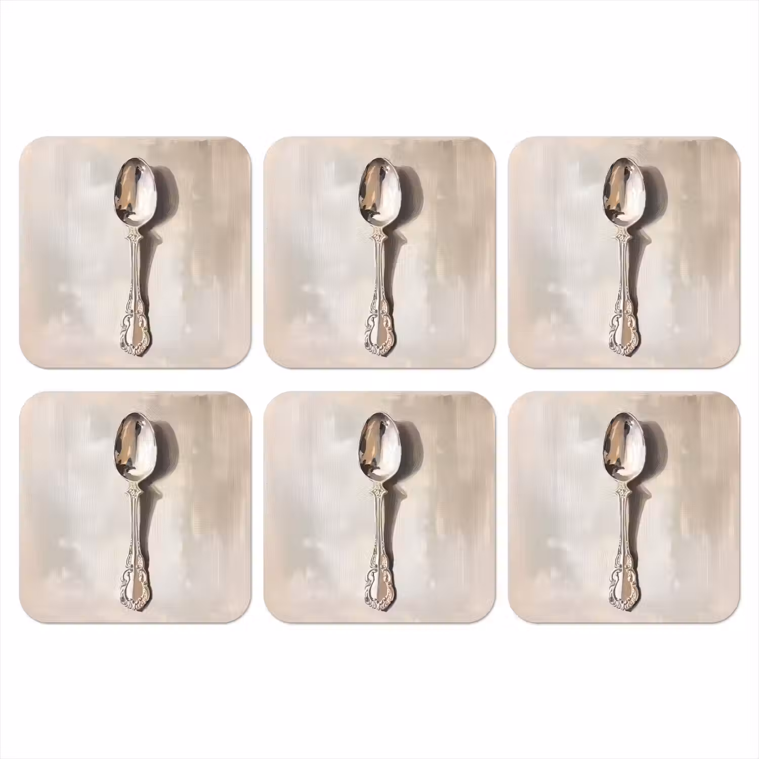 Lepel - Verf - Zilver onderzetter kurk middel -3d