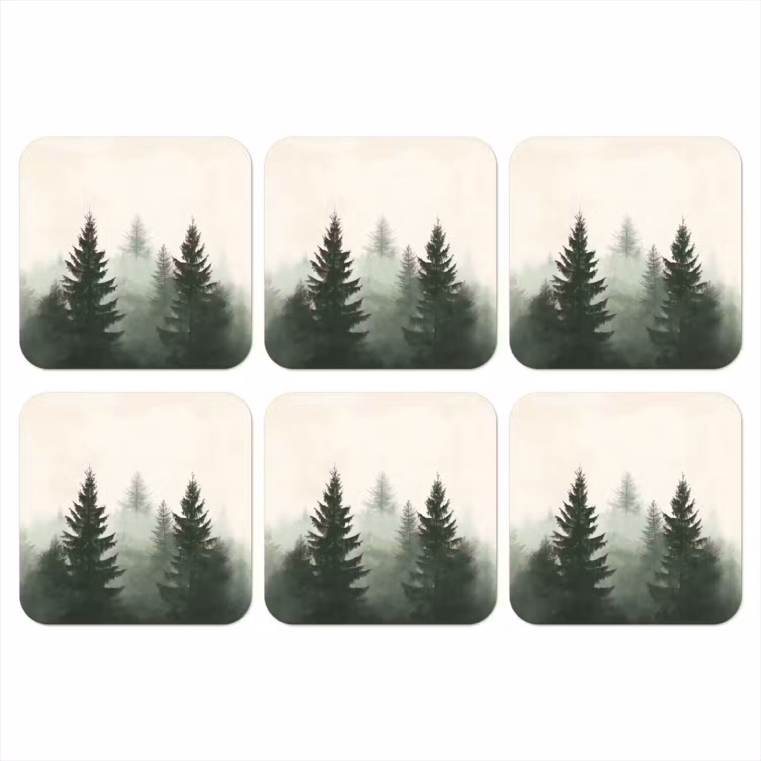 Sparren - Bomen - Groen - Beige onderzetter kurk middel -3d