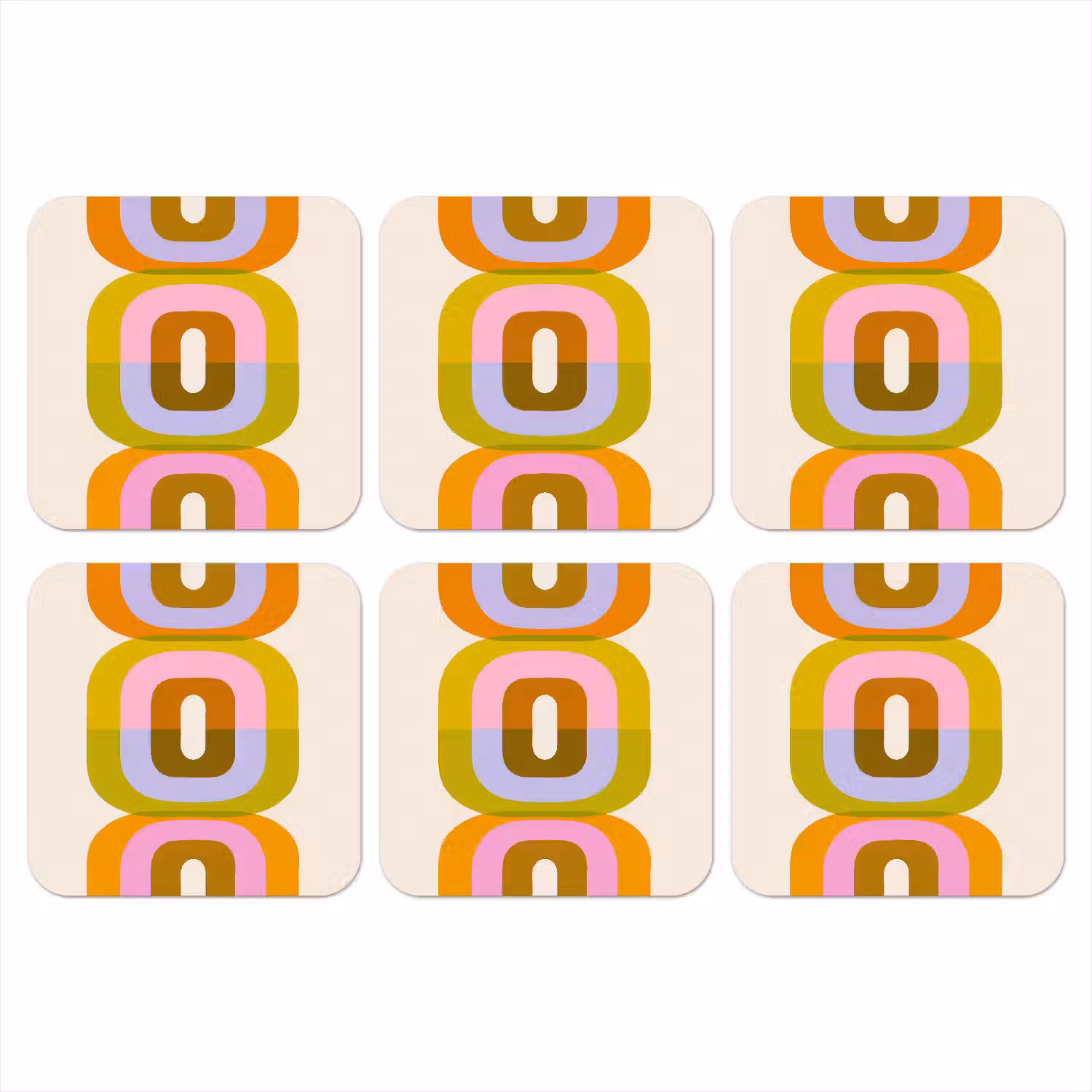 Stapel - Vormen - Geblokt - Oranje onderzetter kurk middel -3d