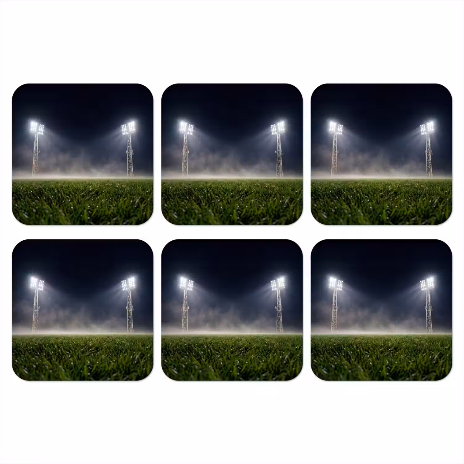 Stadion - Lichtmast - Sport - Nacht onderzetter kurk middel -3d