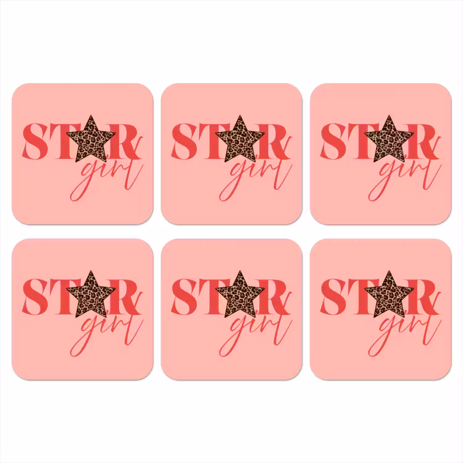 Star girl - Roze - Panter - Ster onderzetter kurk middel -3d