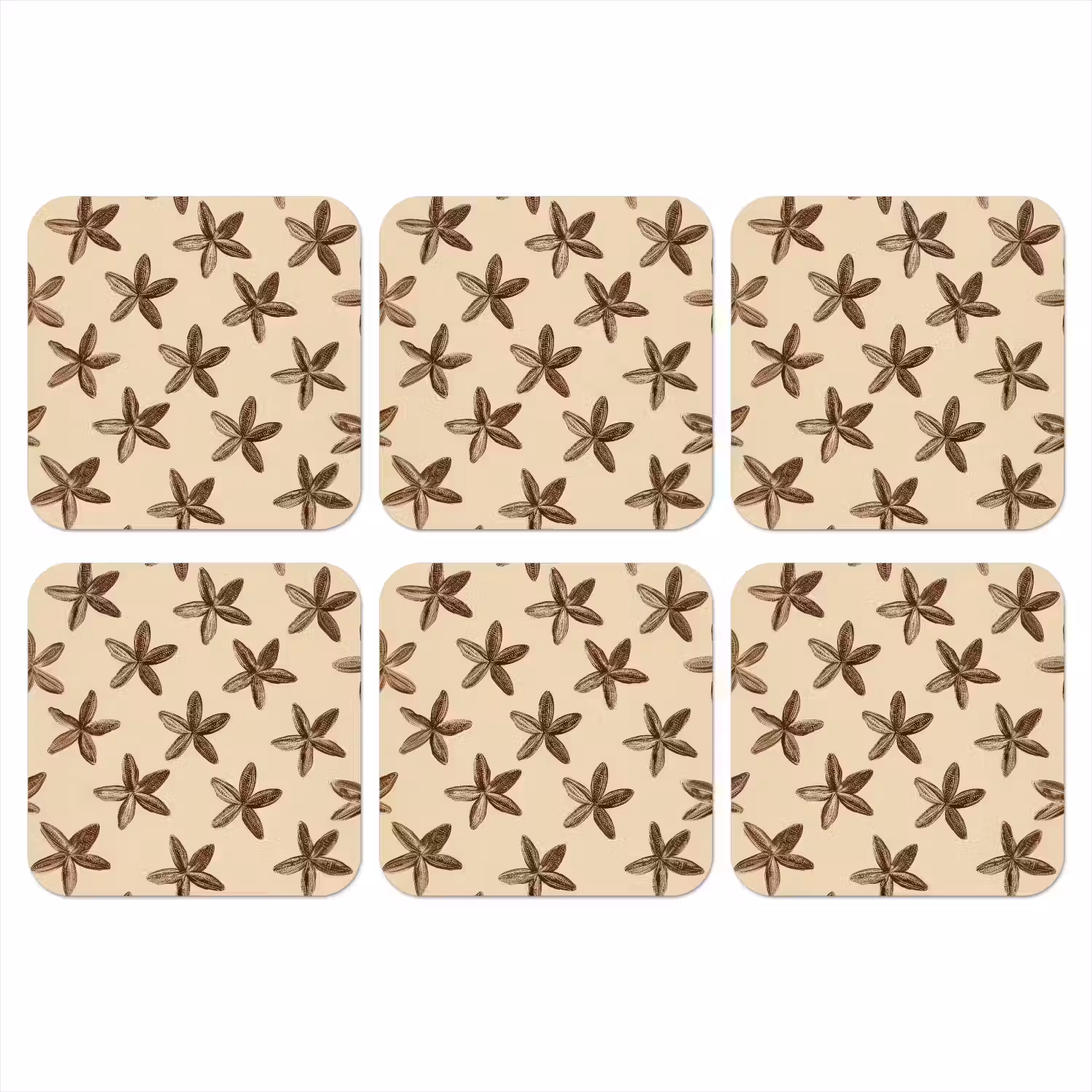 Sterren - Bruin - Natuurlijk onderzetter kurk middel -3d