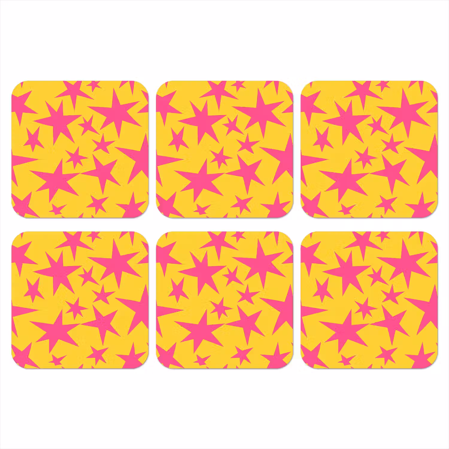 Sterren - Patroon - Roze - Geel onderzetter kurk middel 366 -3d
