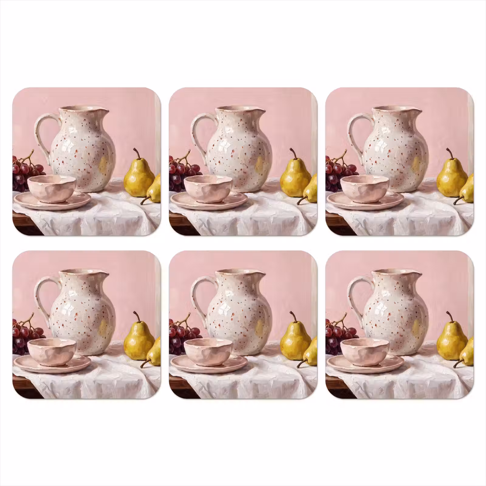 Coaster - Still Life - Fruit - Pink - Stilleven - Fruit - Roze onderzetter kurk middel