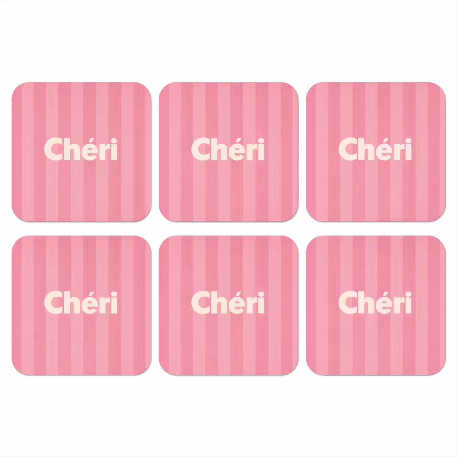 Gestreept - Roze - Chéri onderzetter kurk middel -3d
