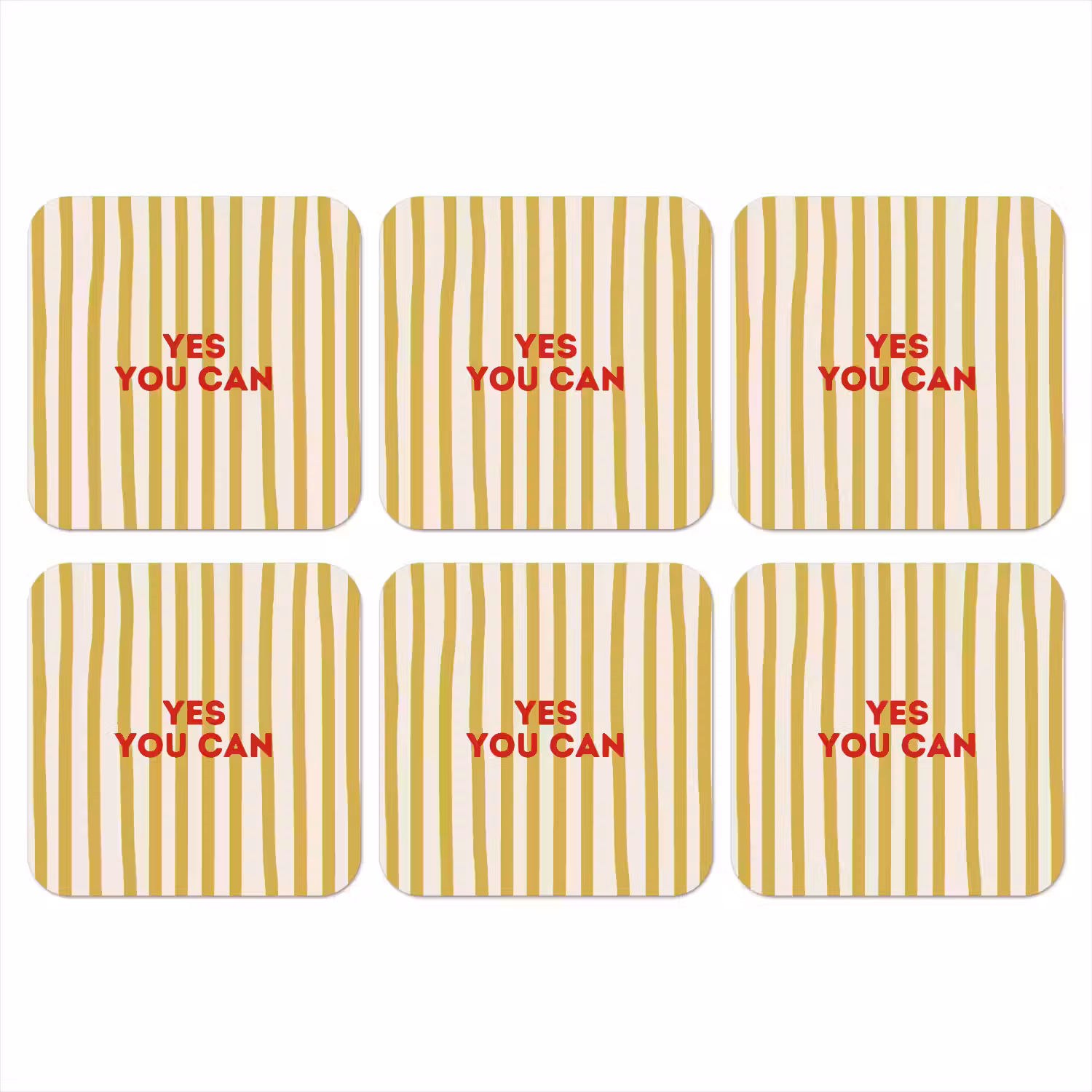 Strepen - Abstract - Yes you can - Rood onderzetter kurk middel -3d