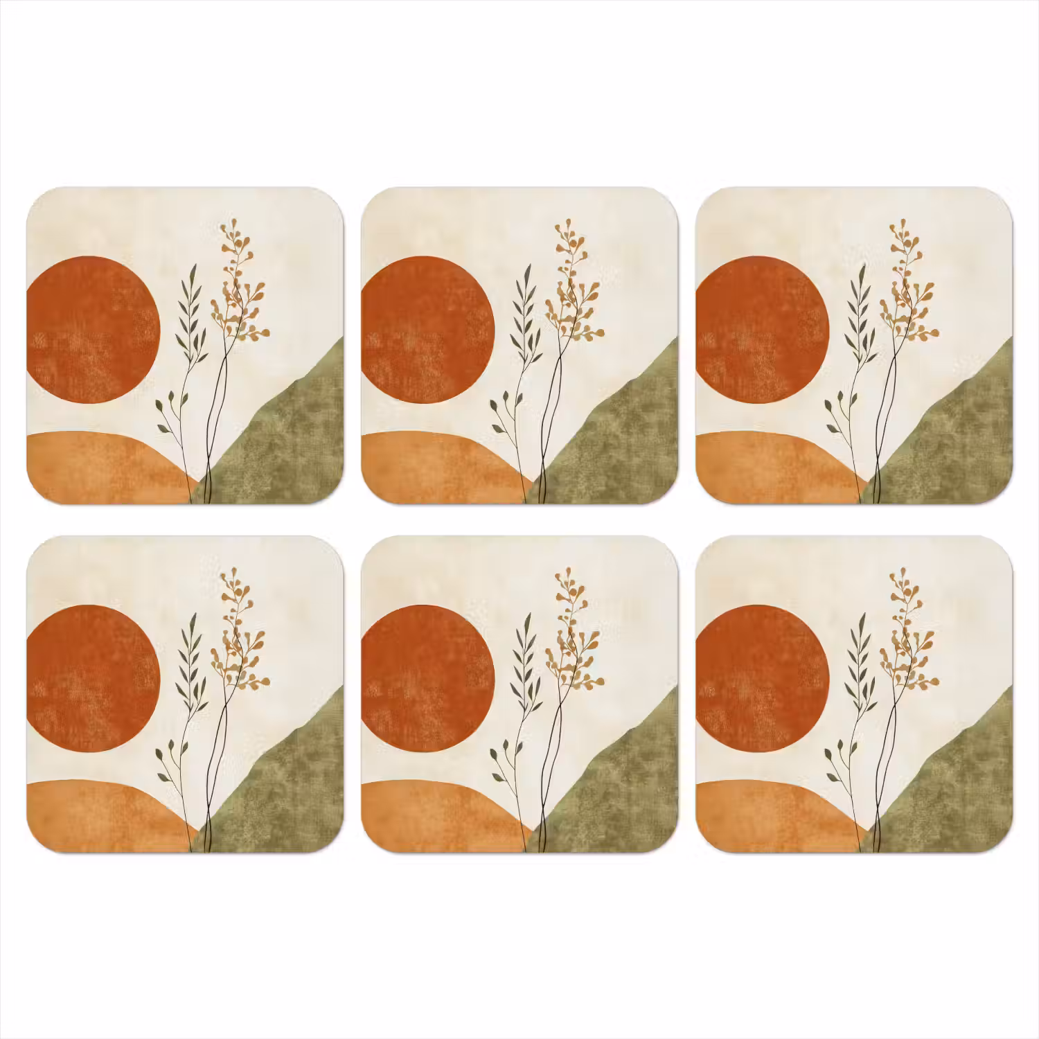 Zon - Abstract - Takken - Oranje onderzetter kurk middel -3d