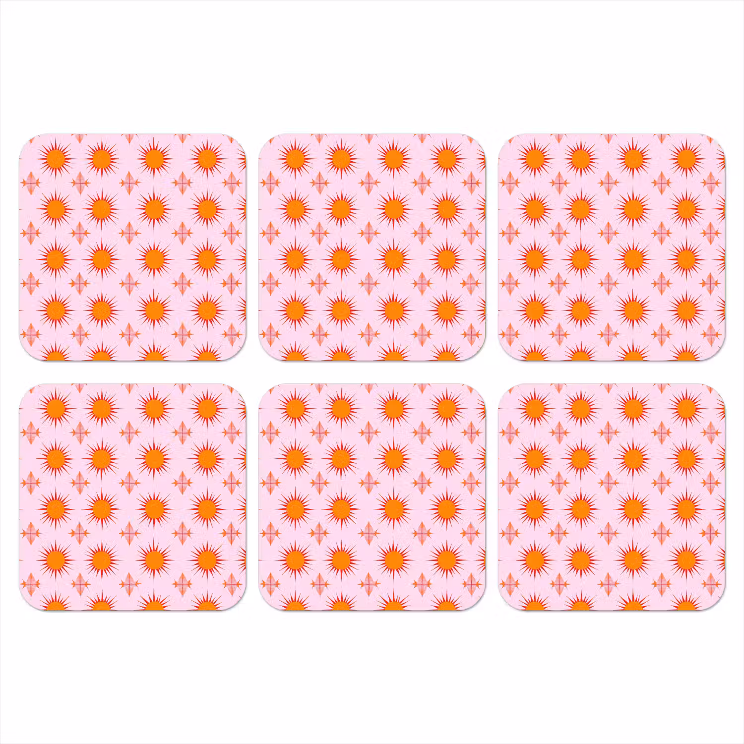 Zon - Patroon - Roze onderzetter kurk middel 366 -3d