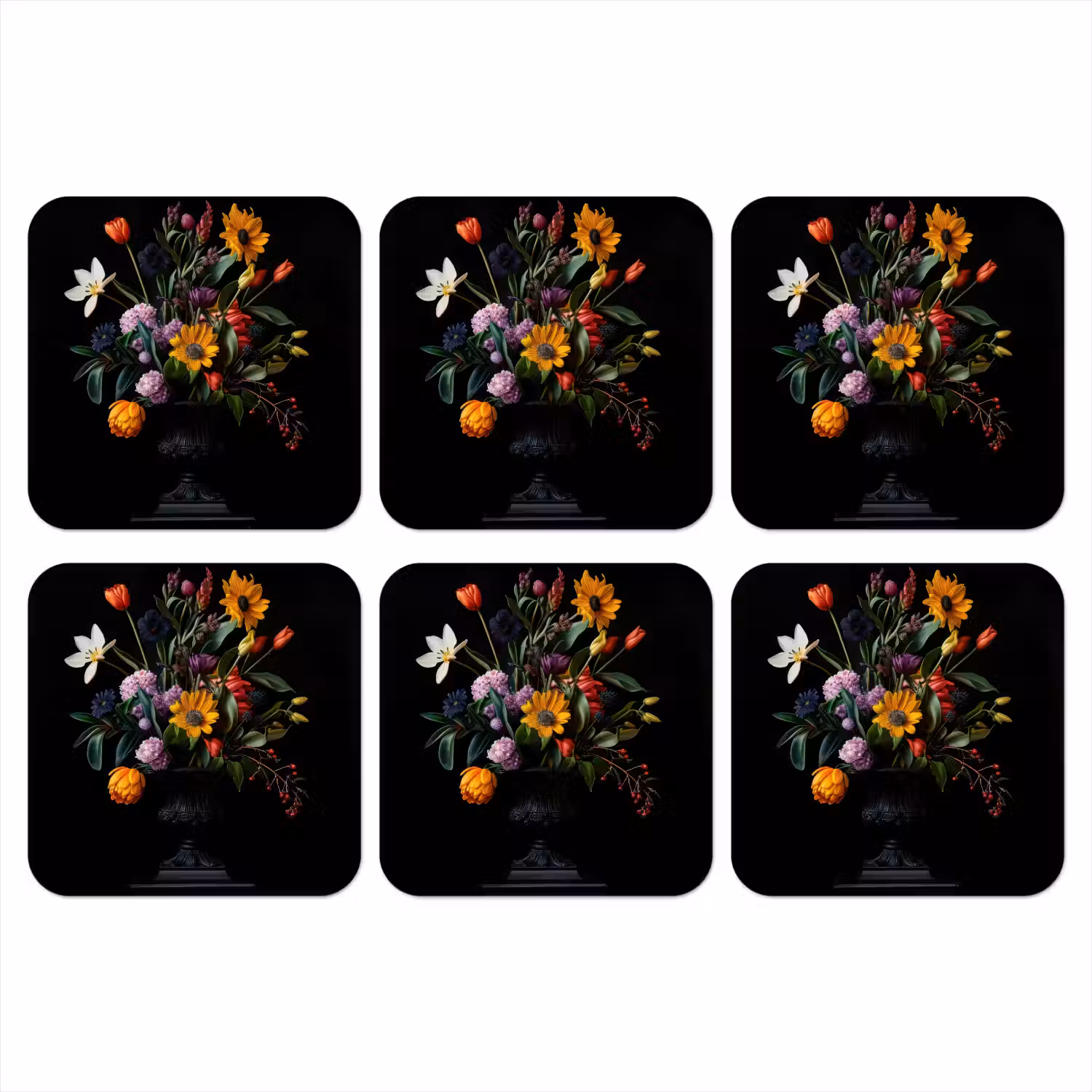 Zonnebloemen - Boeket - Kleurrijk onderzetter kurk middel -3d