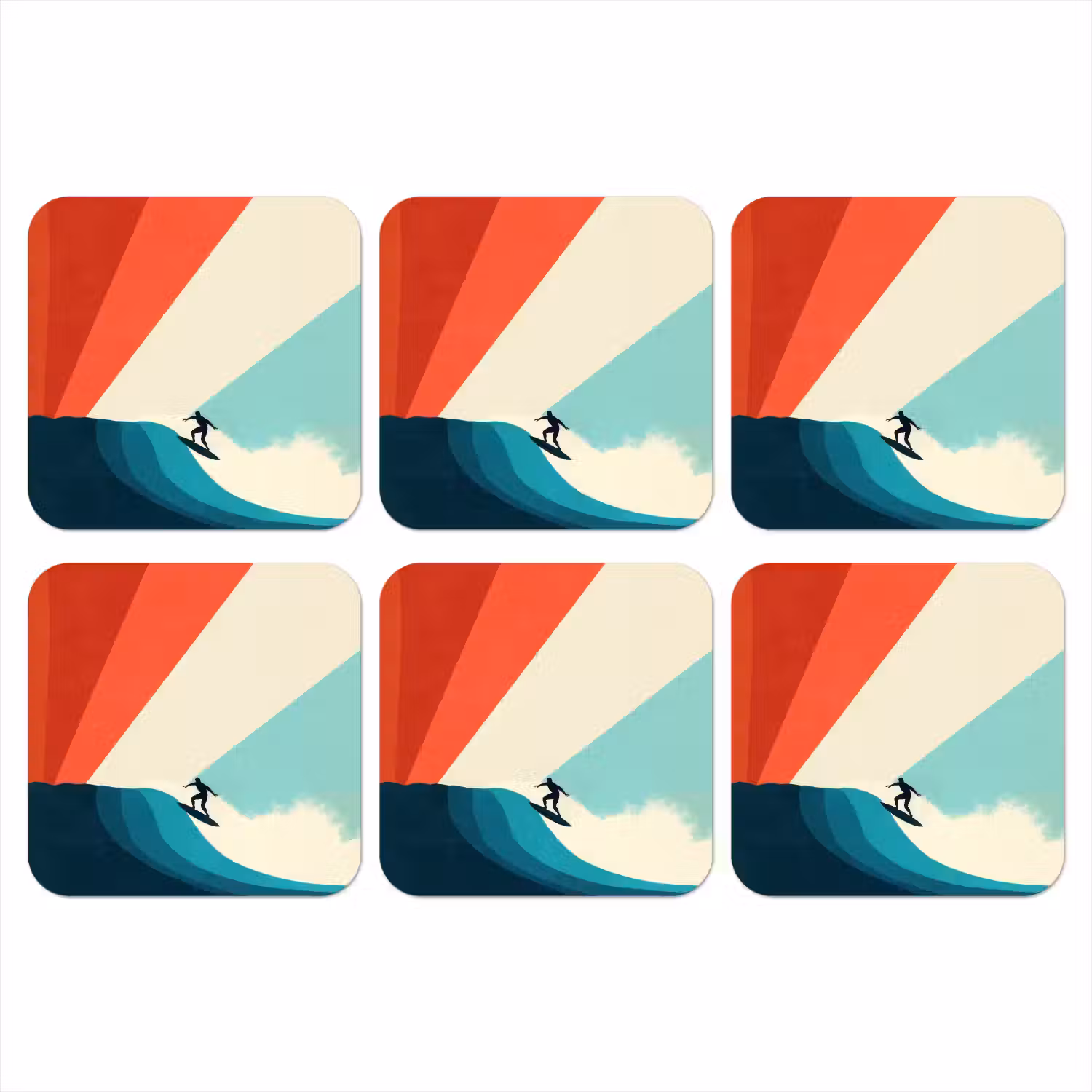 Surfer - Abstract - Golven - Zonnestralen onderzetter kurk middel -3d