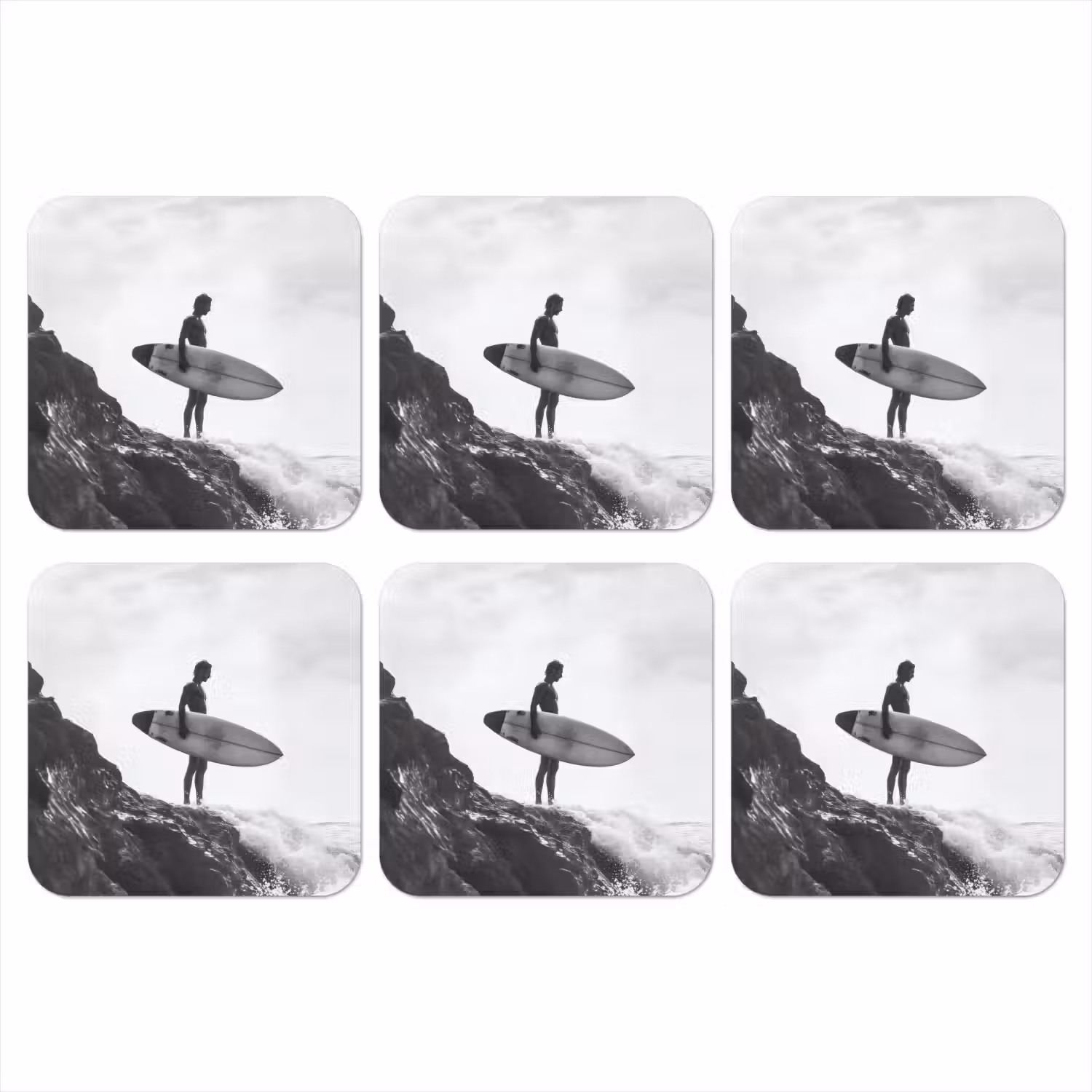Surfer - Rots - Oceaan - Golven onderzetter kurk middel -3d