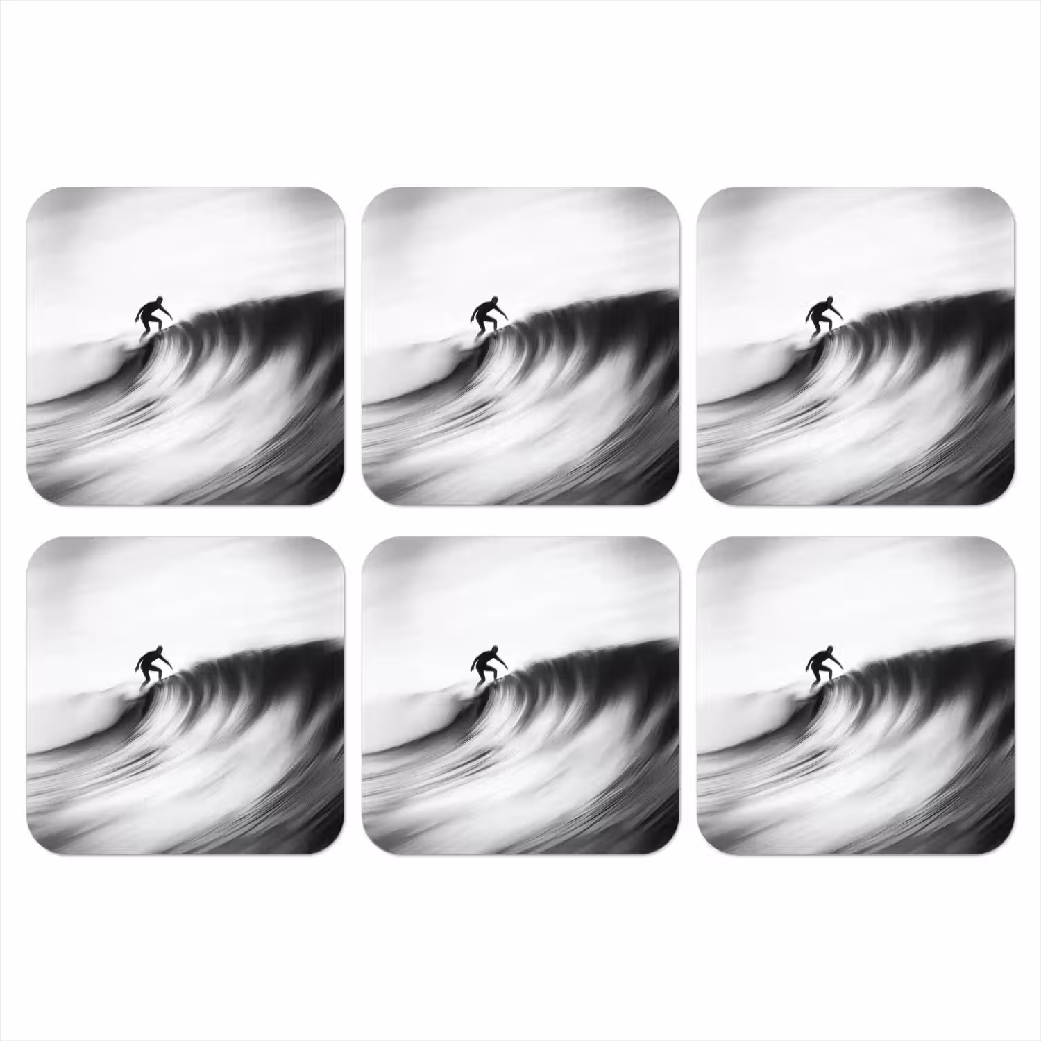 Surfer - Golf - Vervaagd - Zwart onderzetter kurk middel -3d