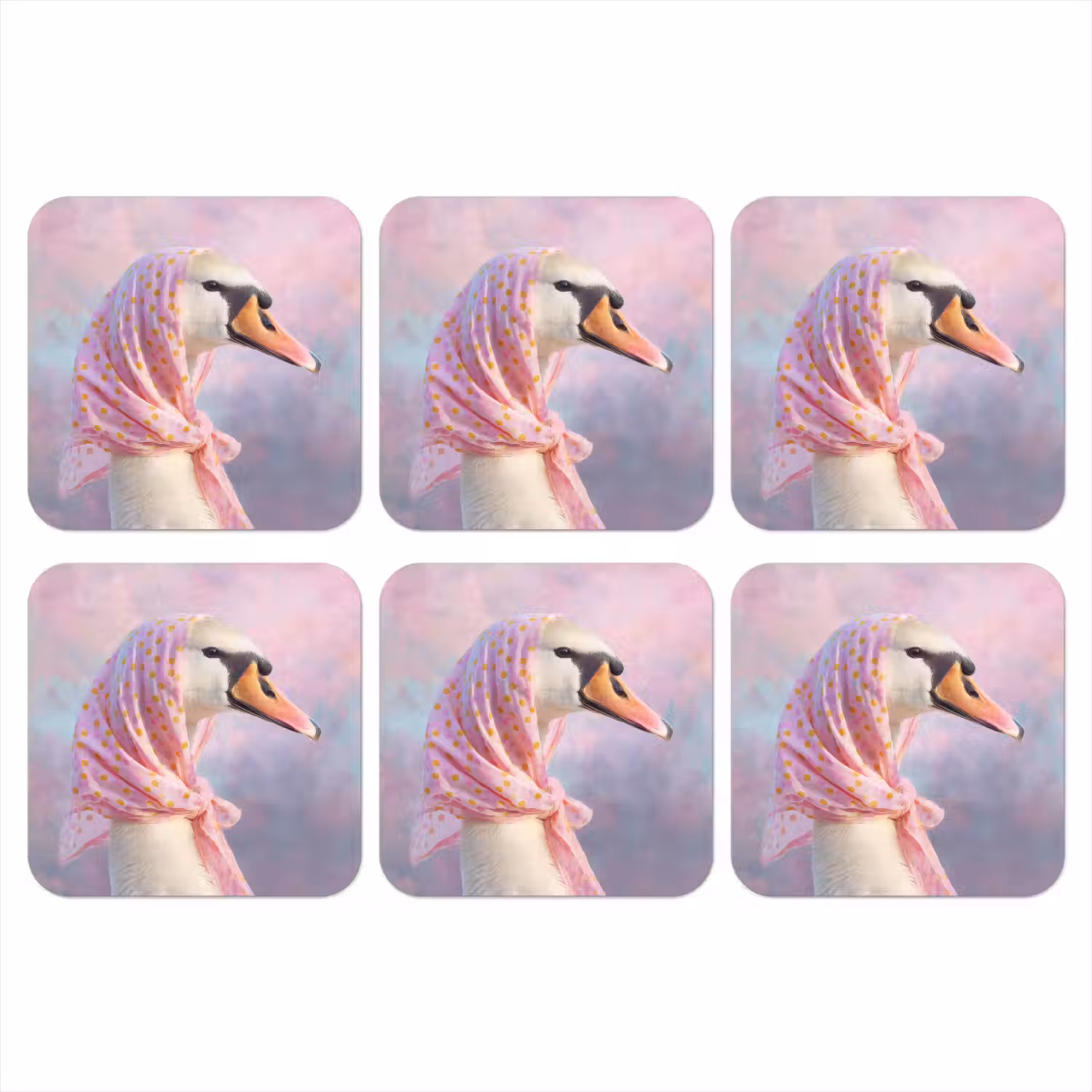 Zwaan - Sjaaltje - Pastelwolken onderzetter kurk middel -3d