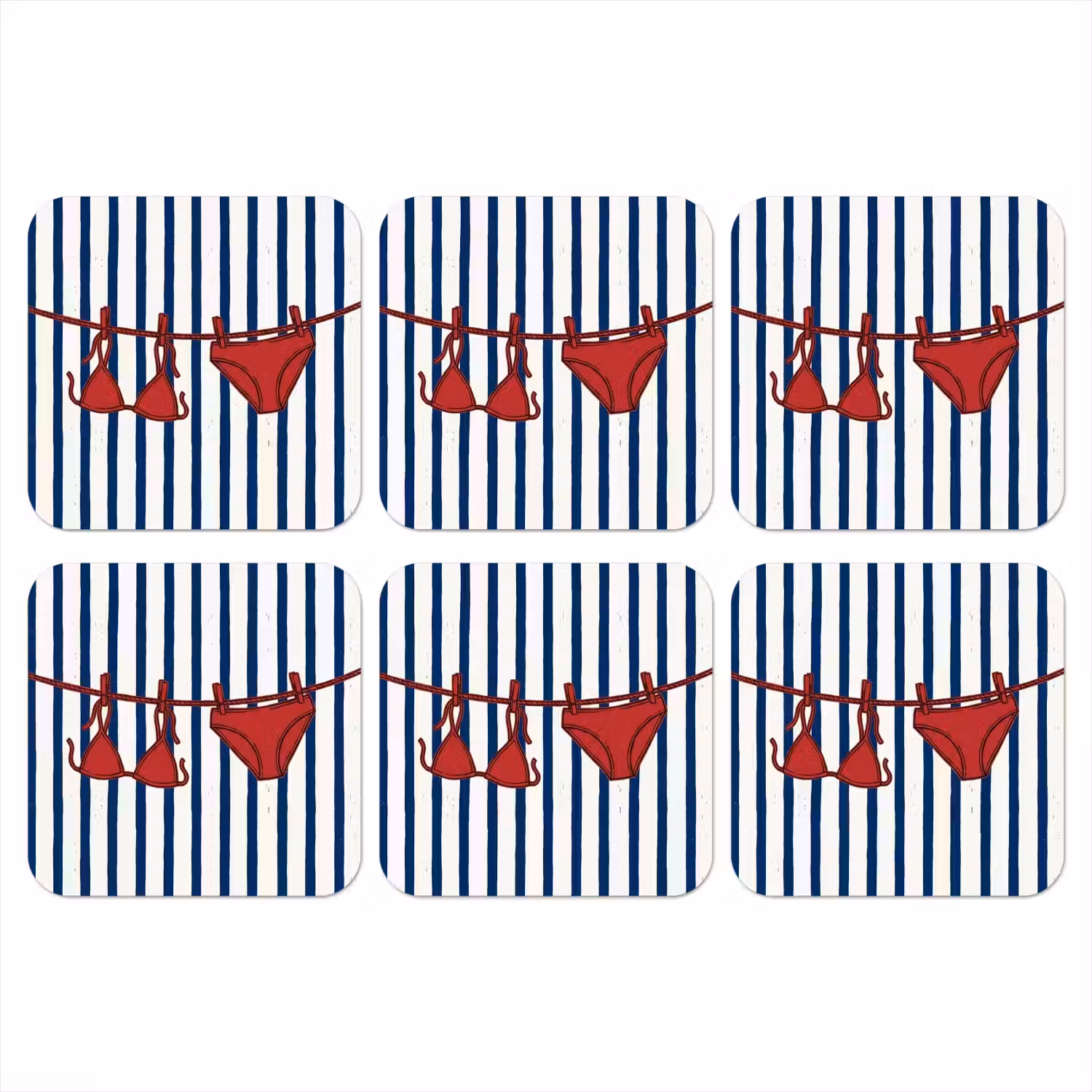 Badkleding - Waslijn - Zomer - Illustratie - Rood onderzetter kurk middel -3d