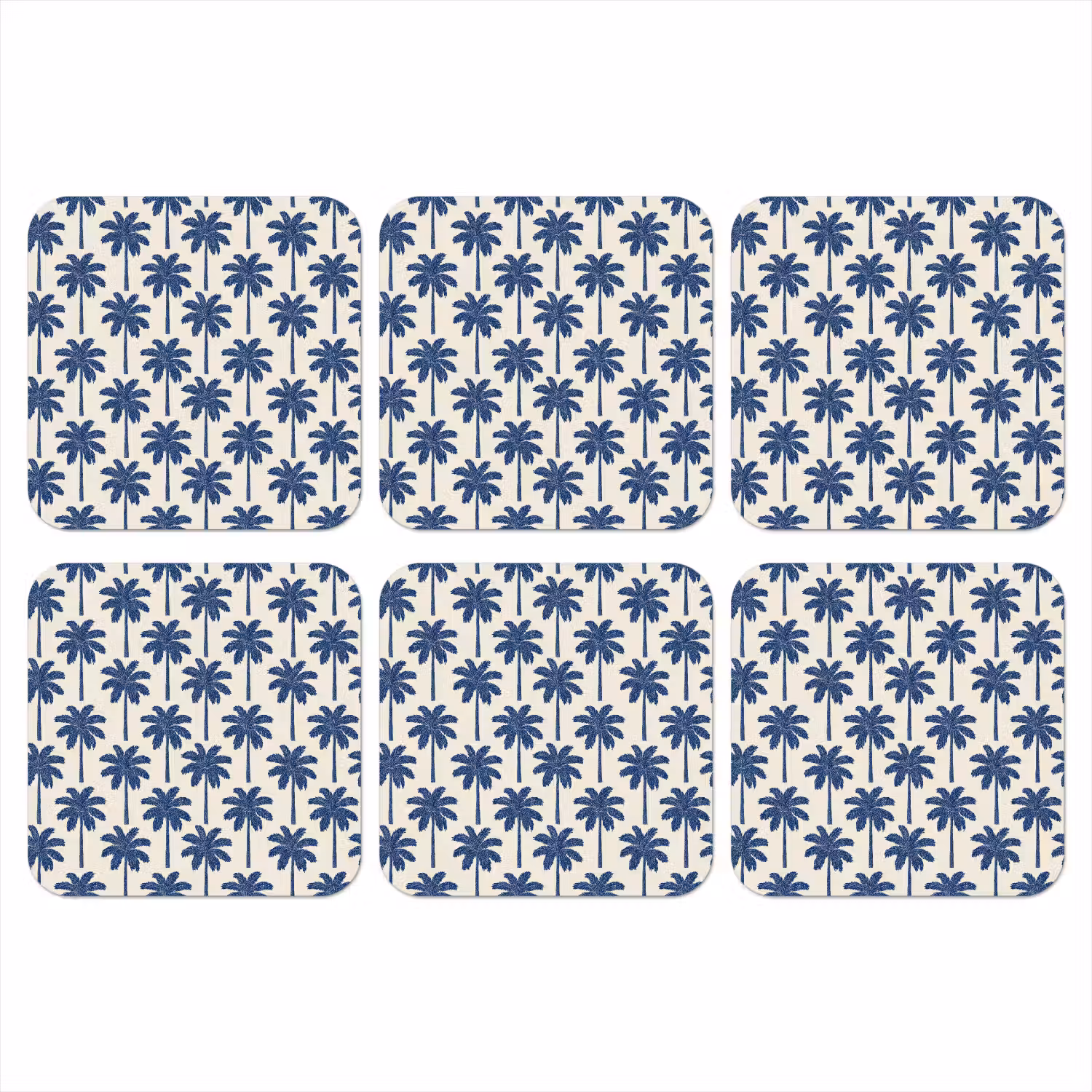Symmetrisch - Palm - Blauw onderzetter kurk middel 366 -3d