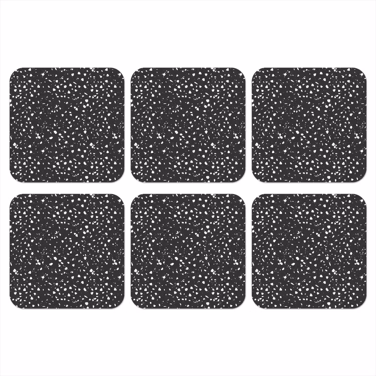 Terrazzo - Patroon - Zwart - Wit onderzetter kurk middel 366 -3d