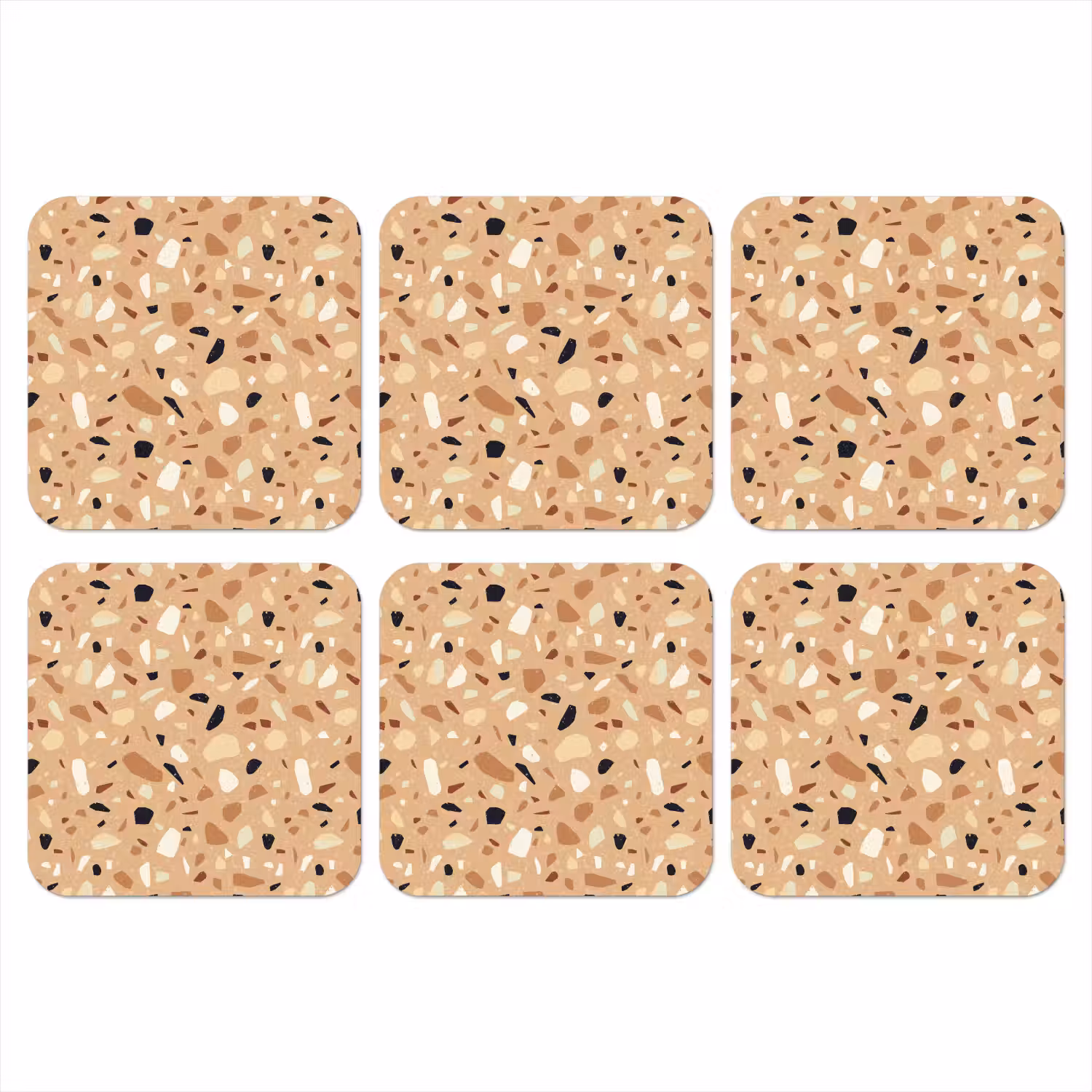 Terrazzo - Patroon - Kleurrijk - Oranje onderzetter kurk middel 366 -3d