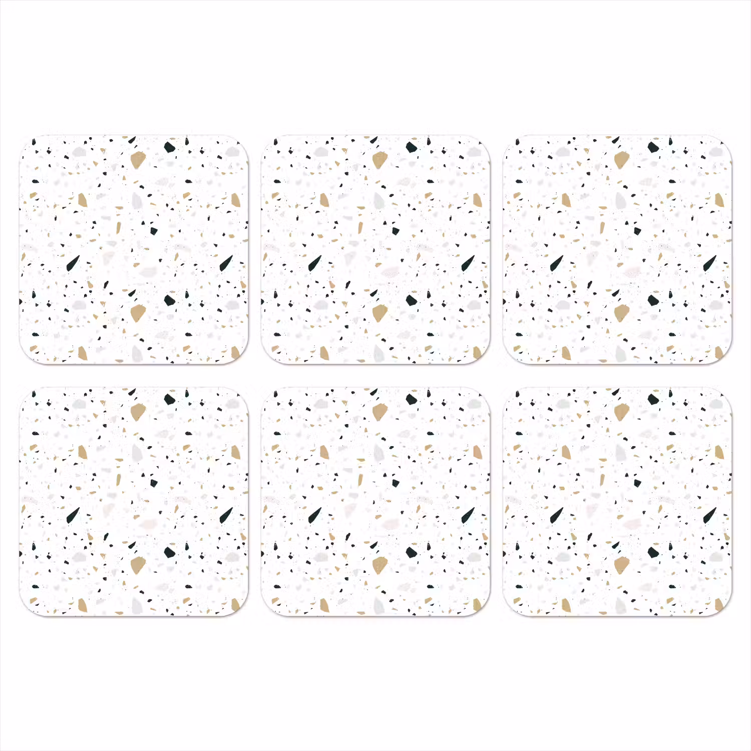 Terrazzo - Patroon - Wit - Neutraal onderzetter kurk middel 366 -3d