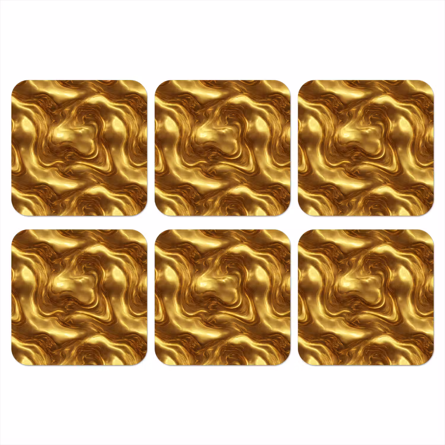 Textuur - Vloeibaar - Organisch - Goud onderzetter kurk middel 366 -3d