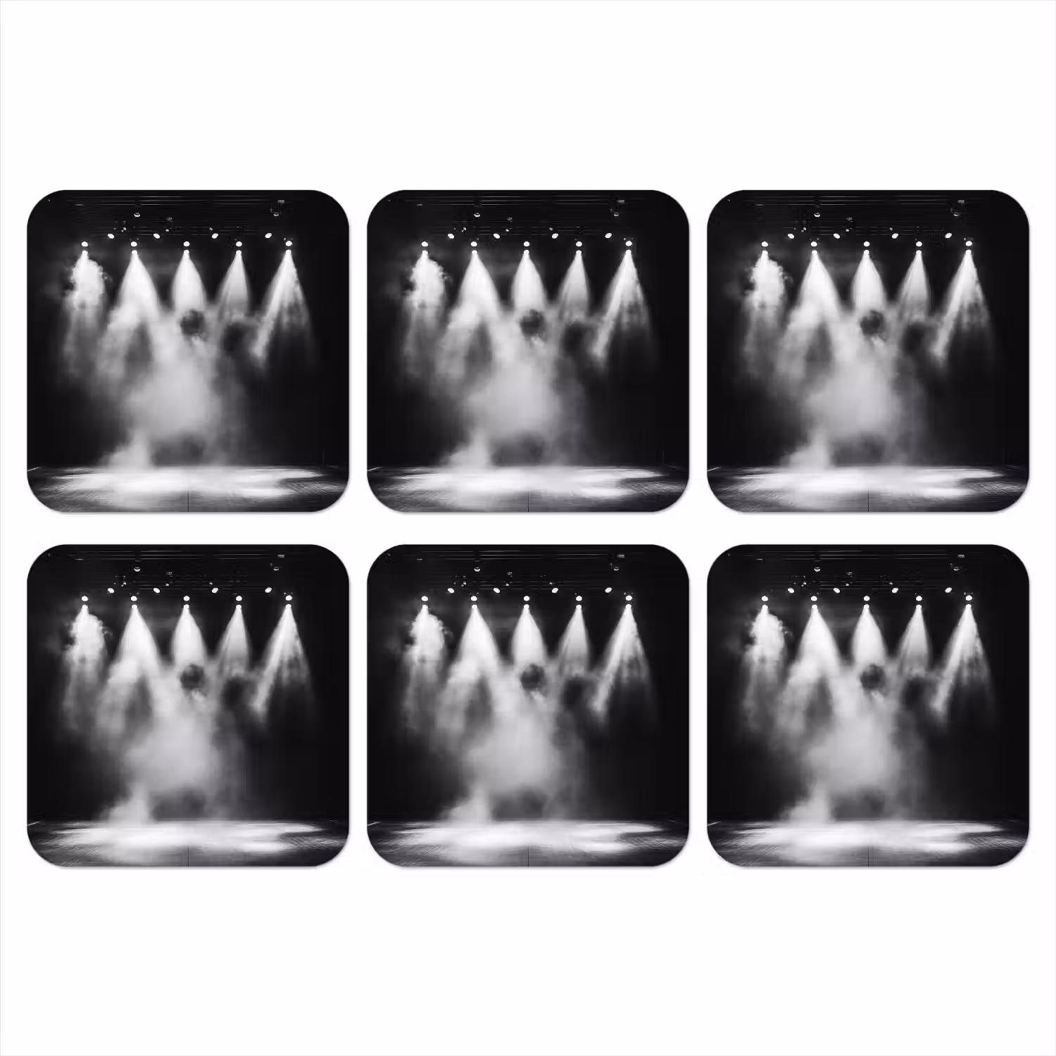 Theaterzaal - Mist - Spotlights - Zwart onderzetter kurk middel -3d