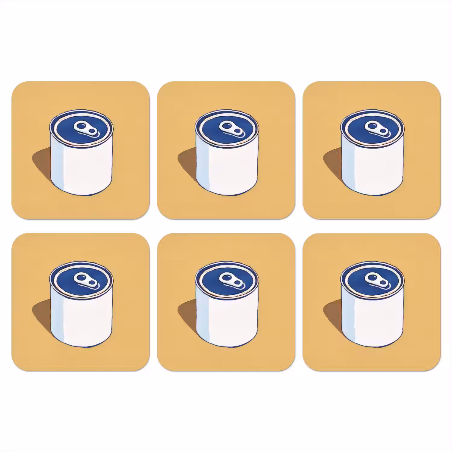 Blikje - Minimalistisch - Blauw - Illustratie onderzetter kurk middel -3d