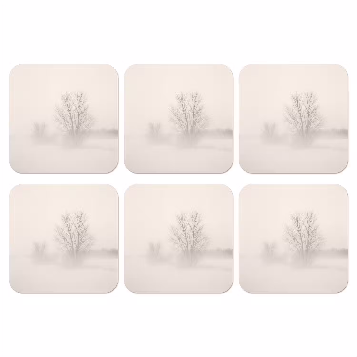 Boom - Mist - Sneeuw - Winter - Minimalistisch onderzetter kurk middel -3d