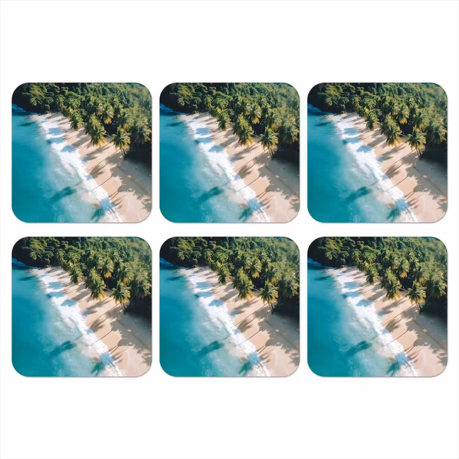 Tropisch - Strand - Water - Palmbomen onderzetter kurk middel -3d