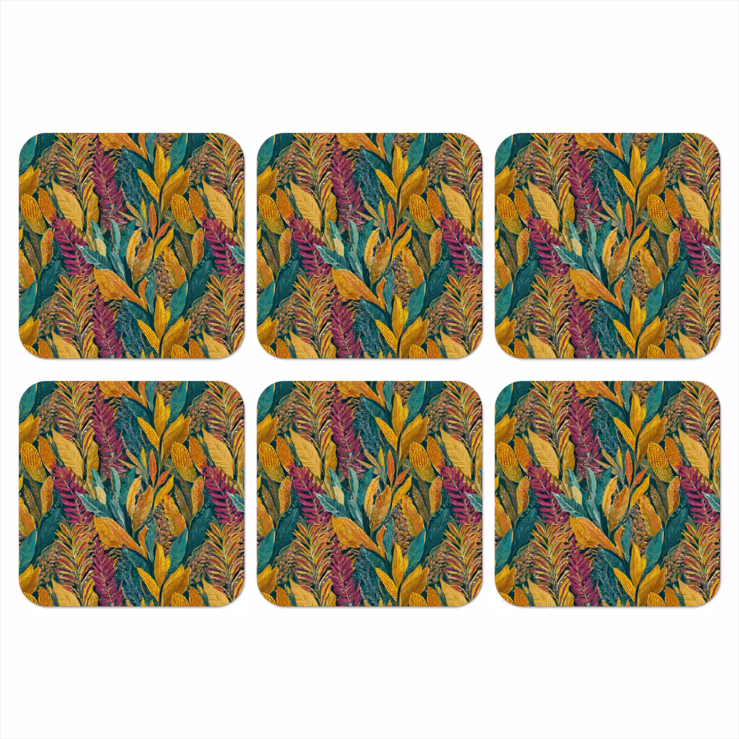 Tropische - Botanisch - Patroon - Kleurrijk - Exotisch onderzetter kurk middel 366 -3d