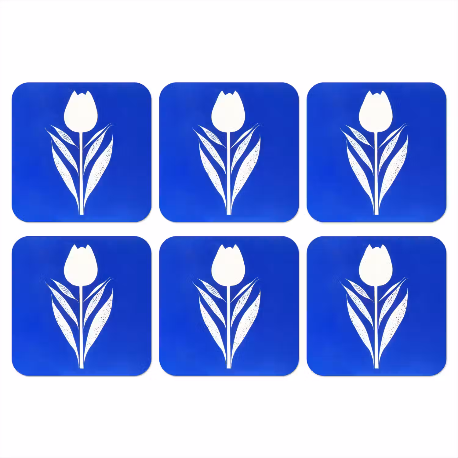 Tulp - Minimalistisch - Bladeren - Wit onderzetter kurk middel -3d