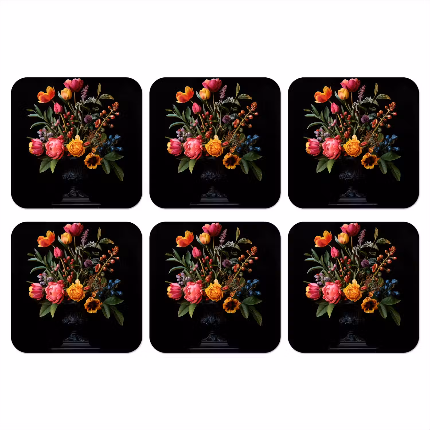 Tulpen - Bessen - Boeket - Vaas onderzetter kurk middel -3d